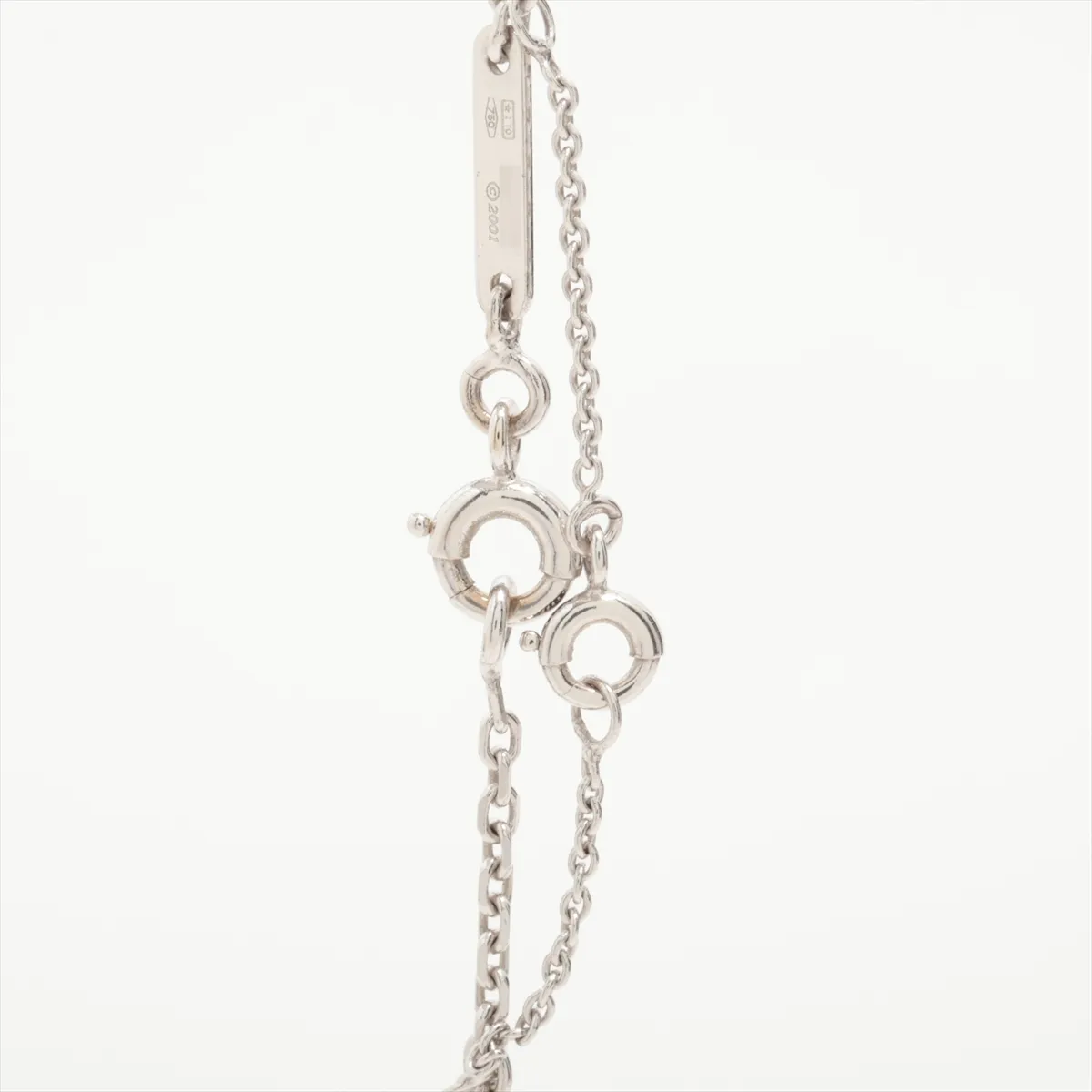 C Heart Necklace, 750 (WG), 7.5g, AO4774. (Note: Jump ring is slightly bent, engraving is faded.) — view 3