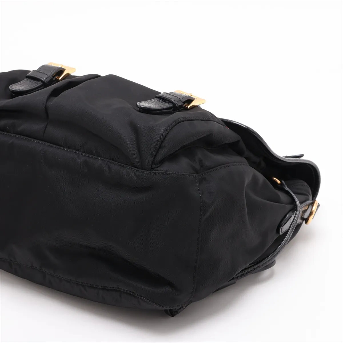 Tessuto Nylon x Leather Shoulder Bag, Black — view 3