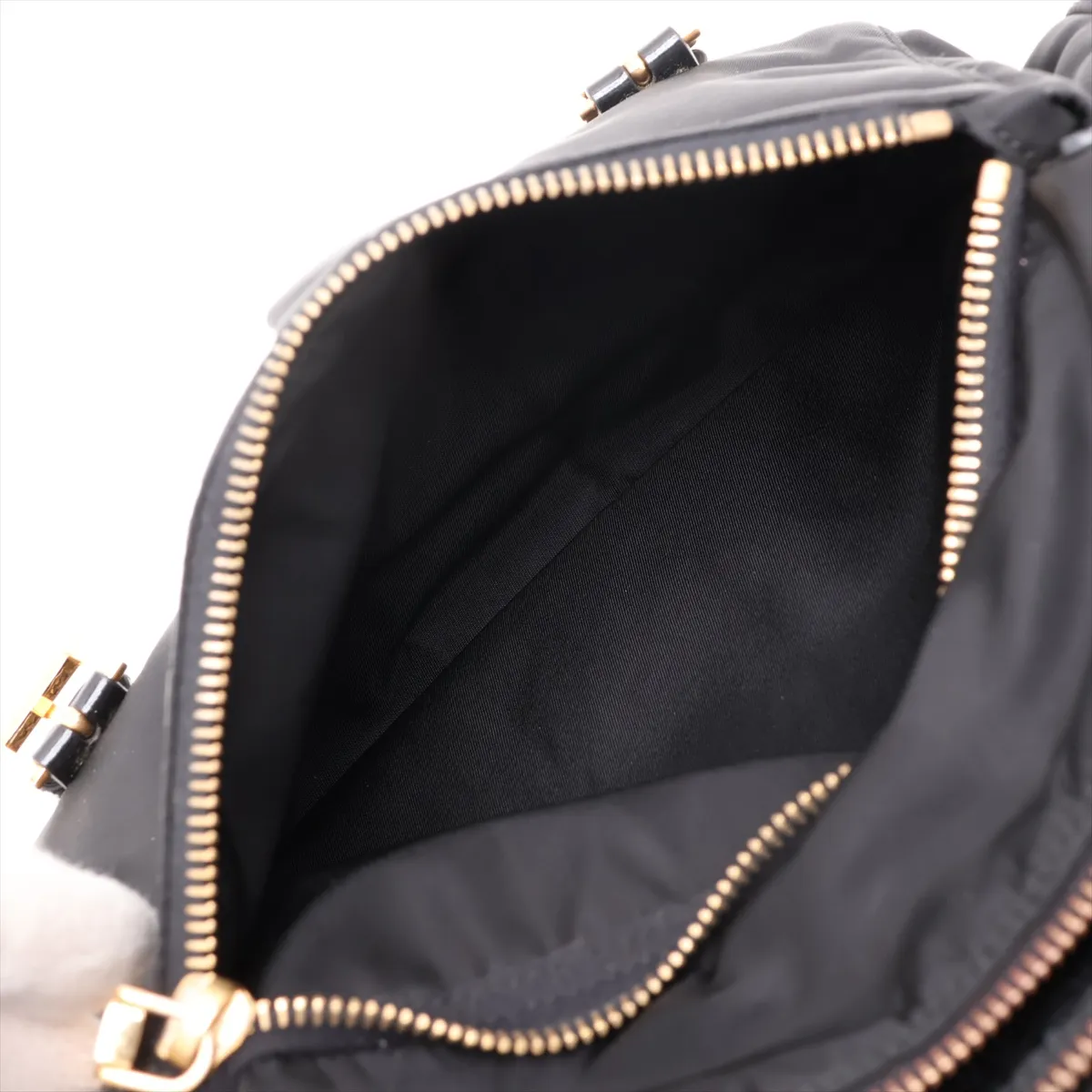 Tessuto Nylon x Leather Shoulder Bag, Black — view 8