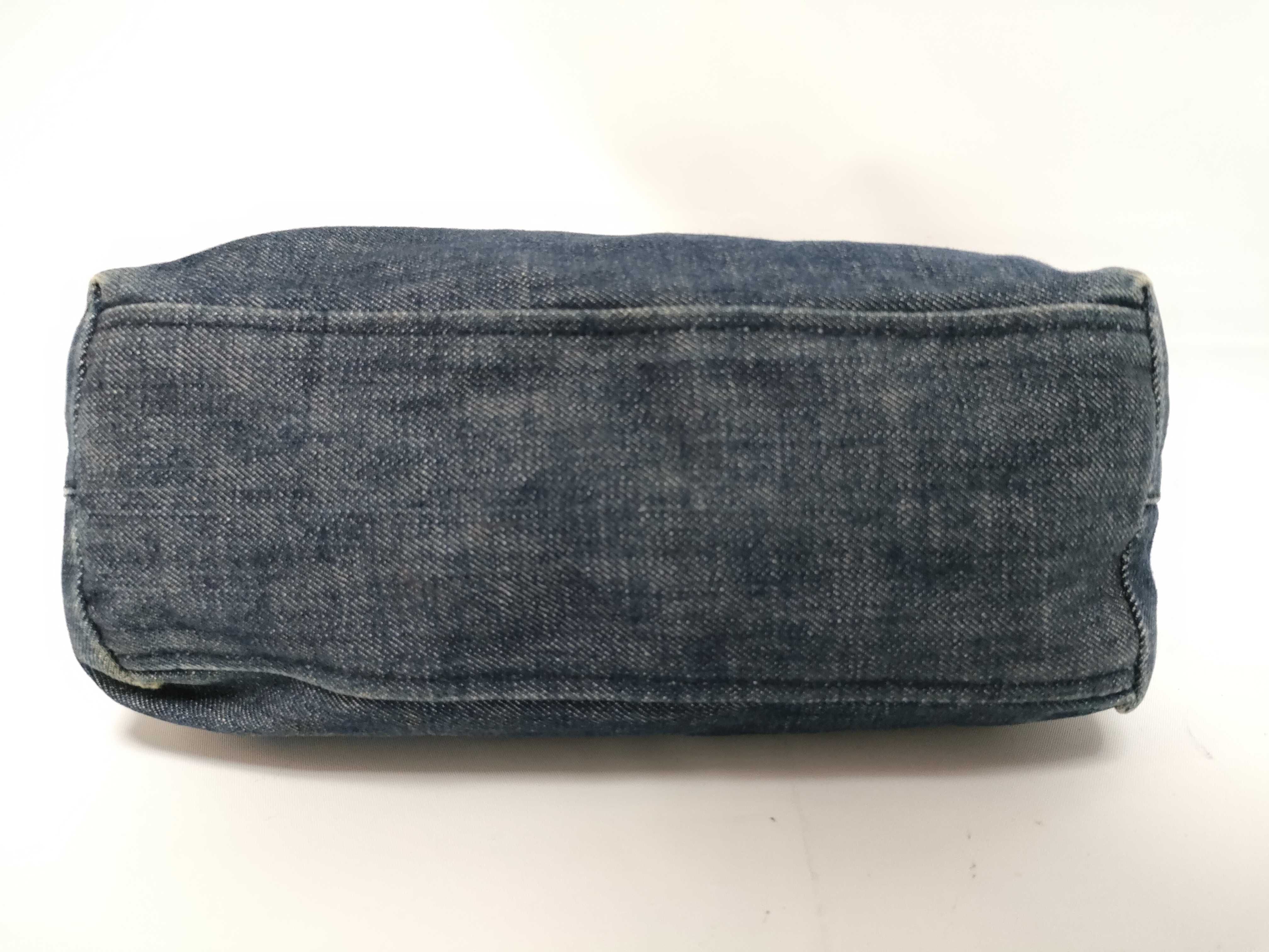 Navy Shoulder Bag, Denim x Leather Handbag — view 9