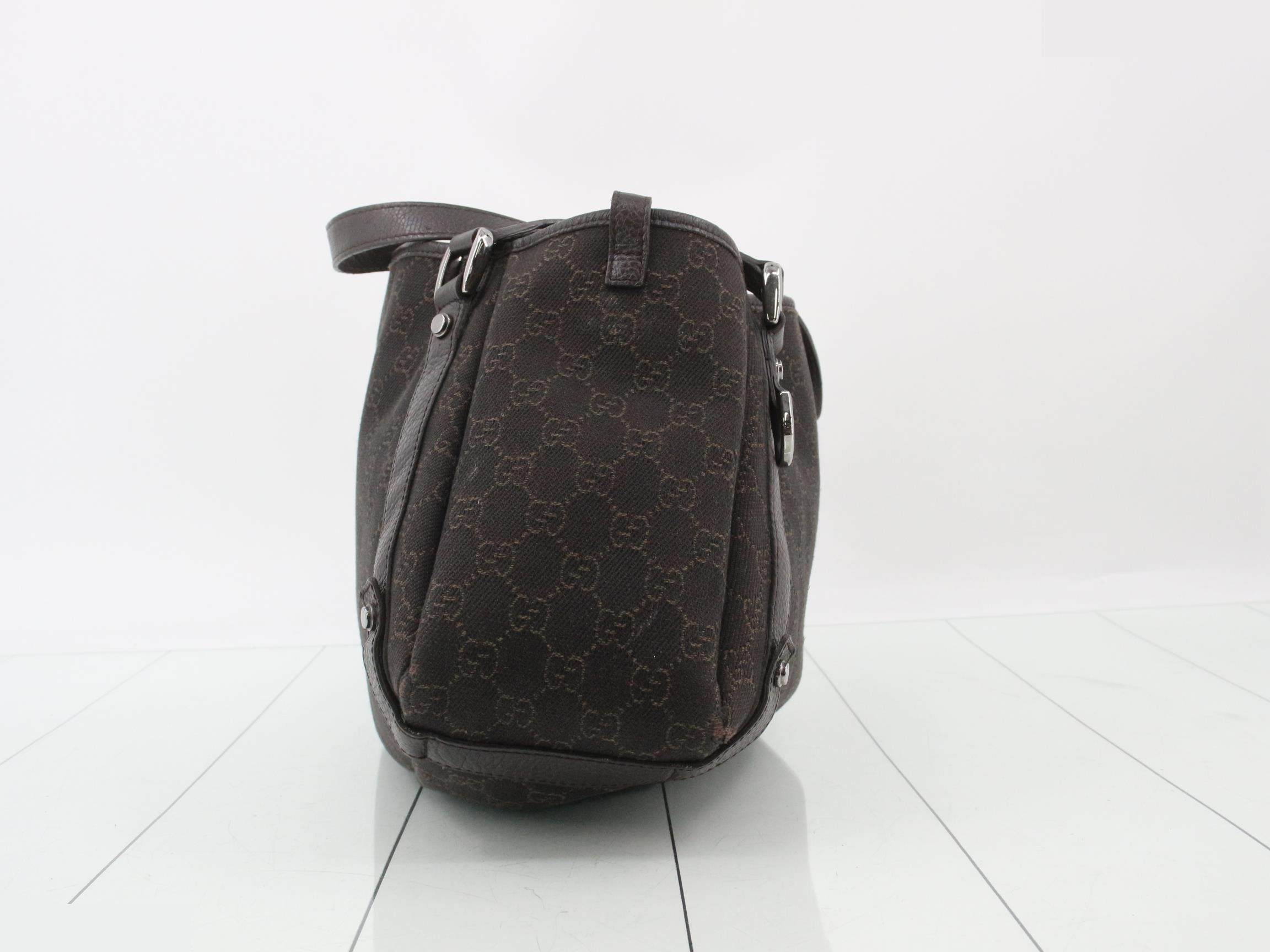 GG Canvas Leather Tote Bag, Dark Brown — view 4