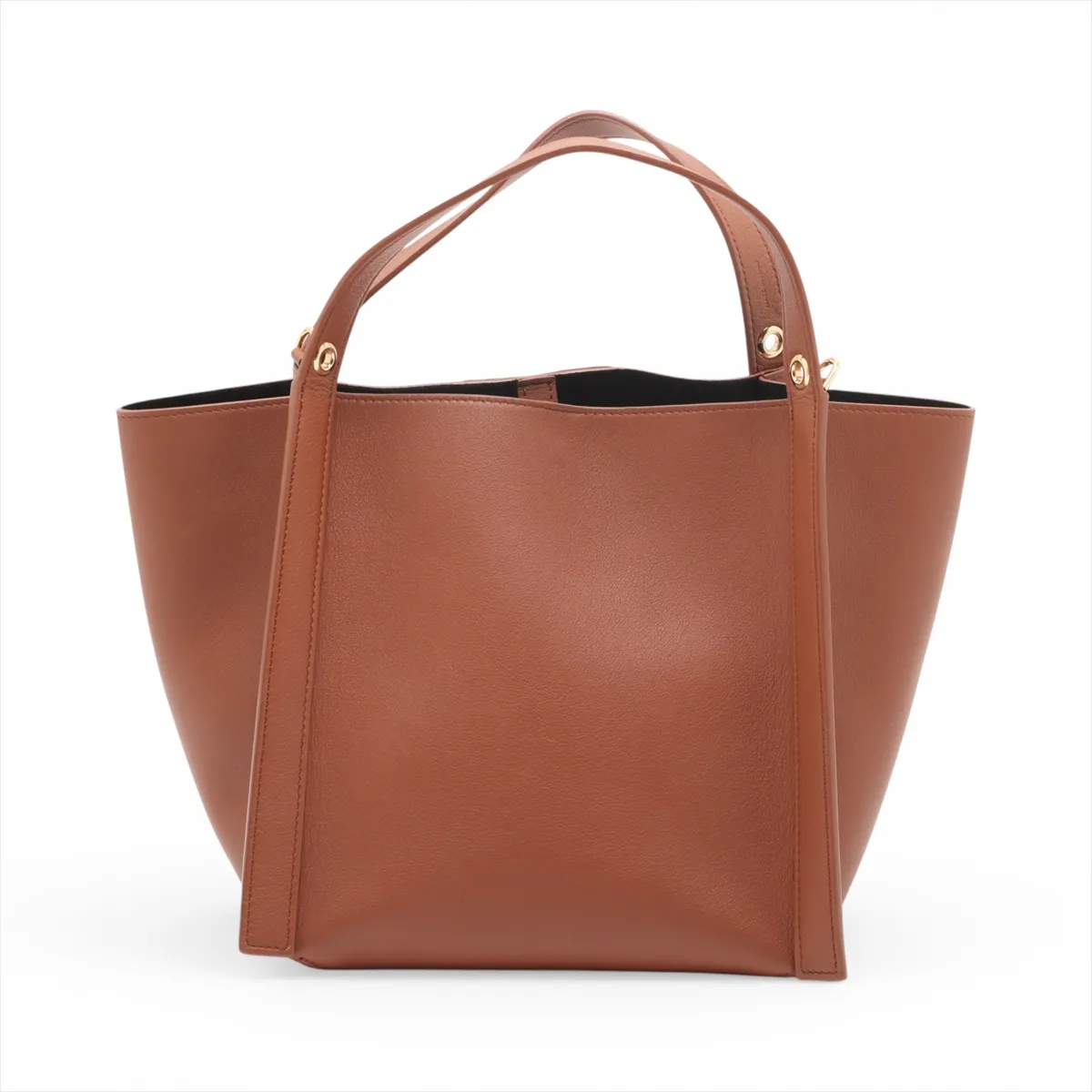 Small Cubo Leather 2-Way Handbag, Brown — view 2