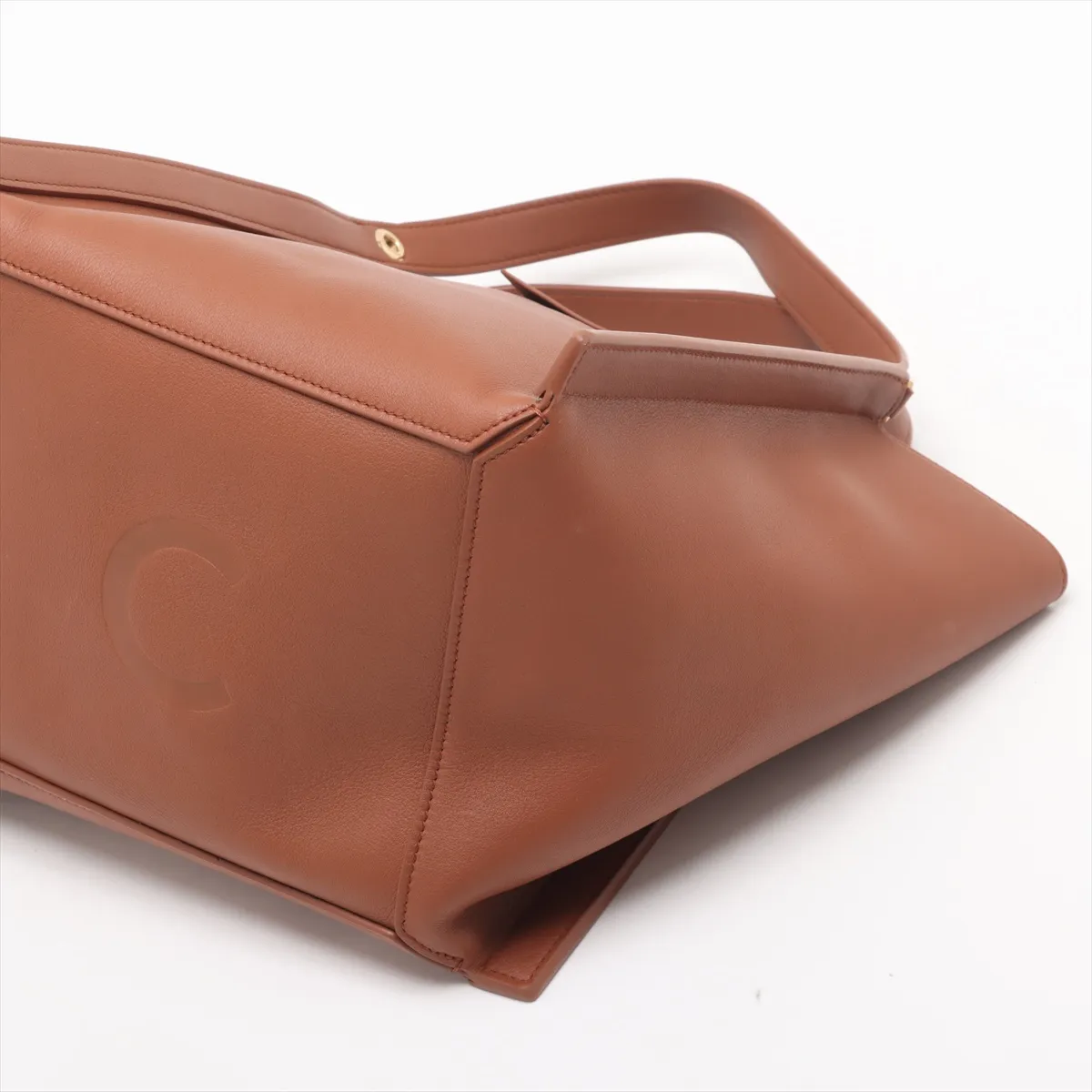 Small Cubo Leather 2-Way Handbag, Brown — view 3