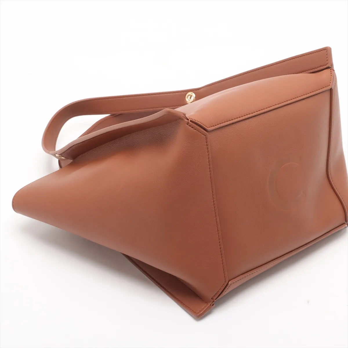 Small Cubo Leather 2-Way Handbag, Brown — view 4