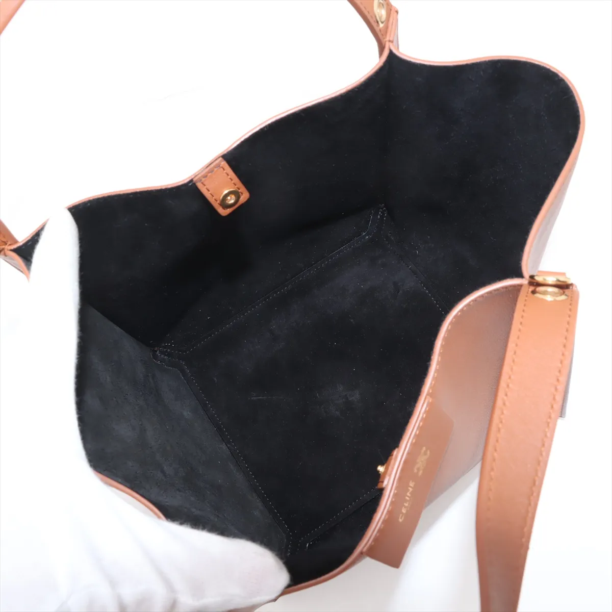 Small Cubo Leather 2-Way Handbag, Brown — view 8