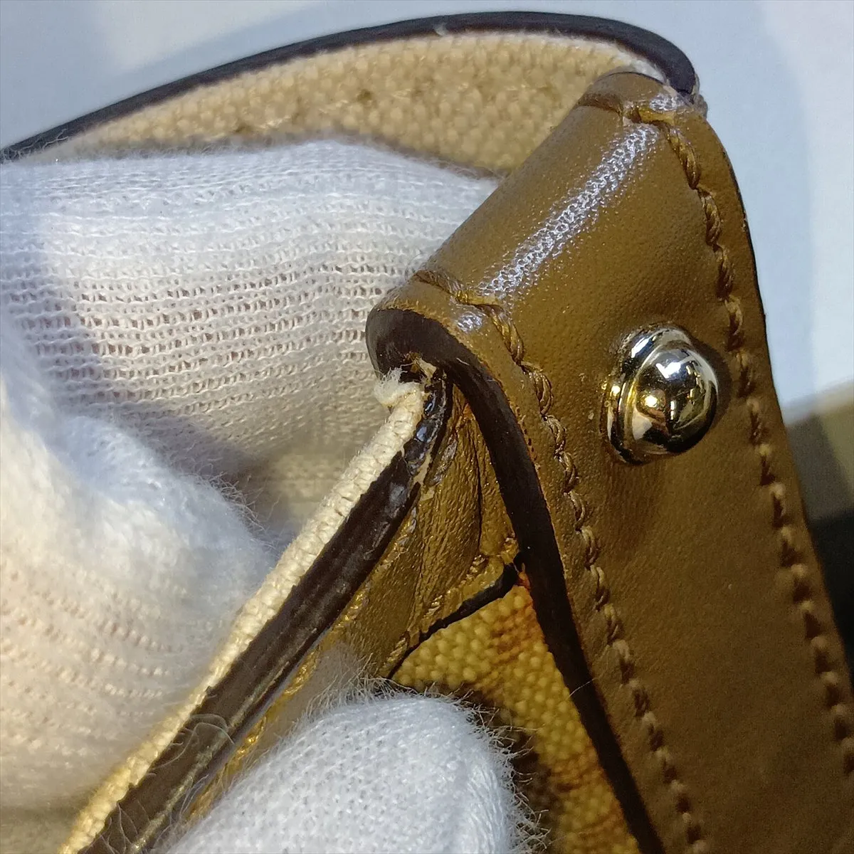 Diamante 247209 Canvas x Leather Tote Bag Beige x Brown — view 11