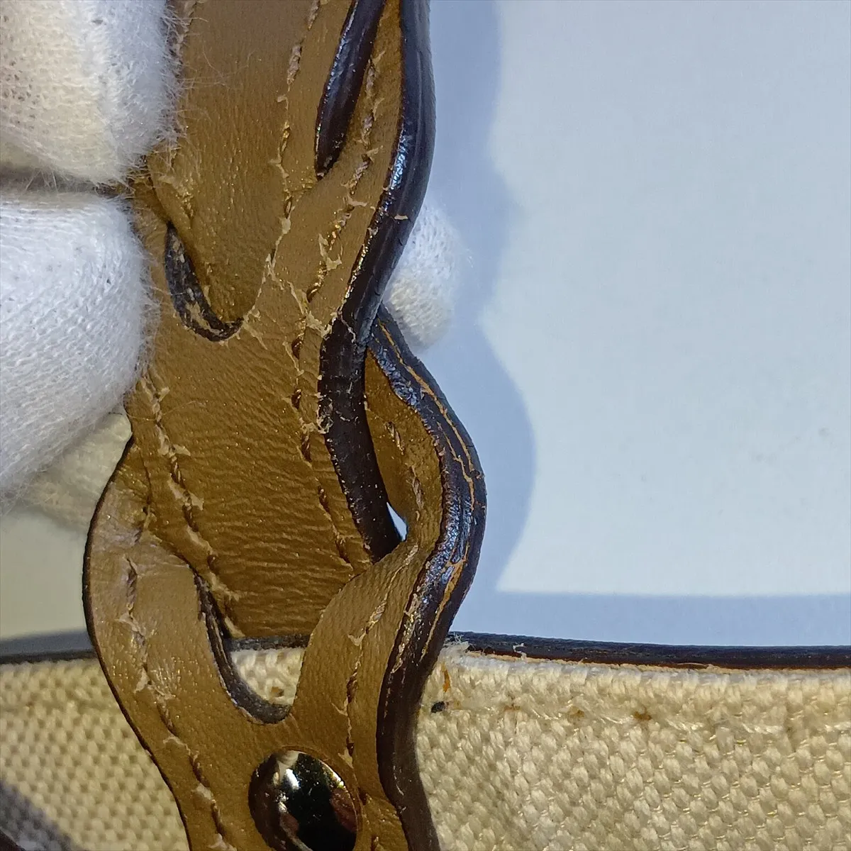 Diamante 247209 Canvas x Leather Tote Bag Beige x Brown — view 12