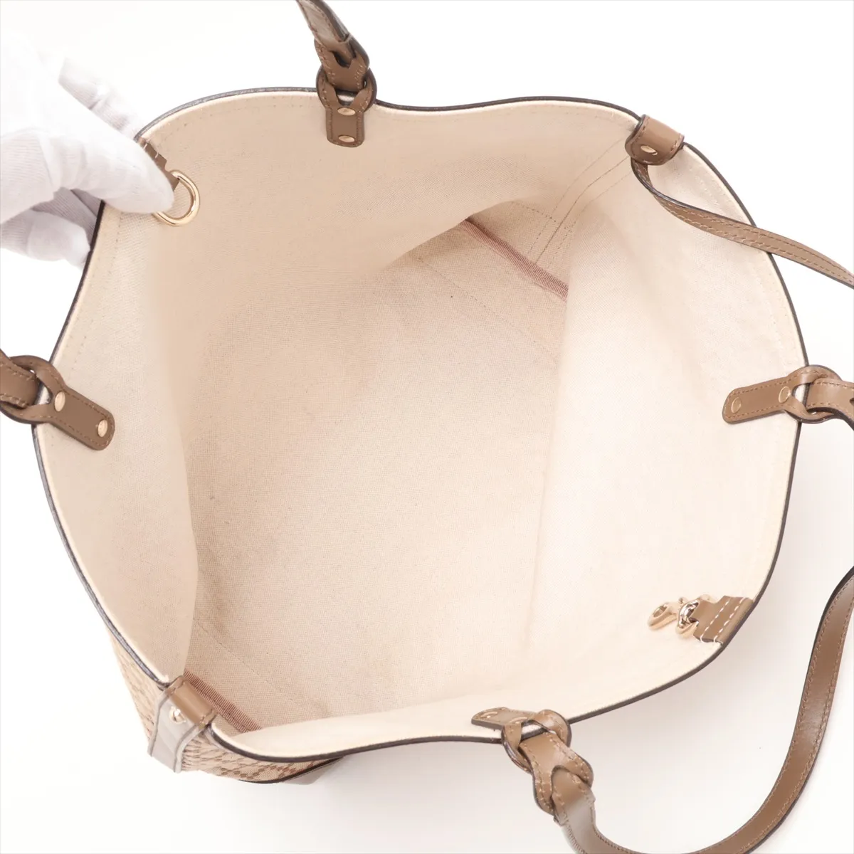 Diamante 247209 Canvas x Leather Tote Bag Beige x Brown — view 7