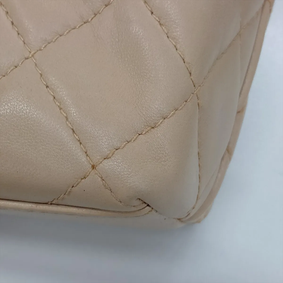Matelassé Lambskin Shoulder Bag, Beige, Gold Hardware, Item No. 2322993 (Serial Number 2) — view 12