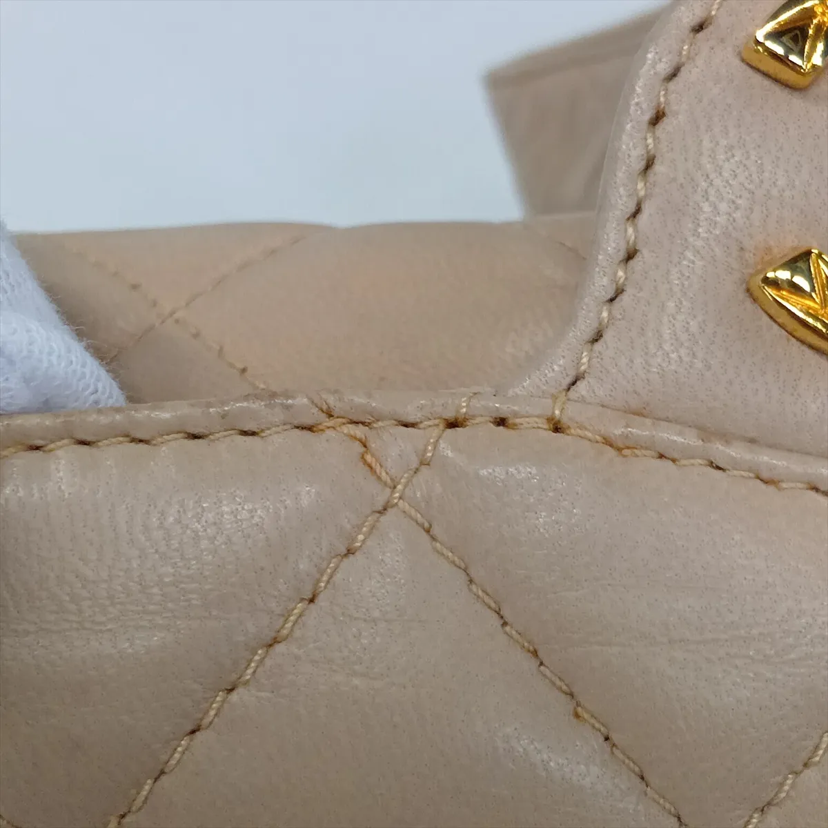 Matelassé Lambskin Shoulder Bag, Beige, Gold Hardware, Item No. 2322993 (Serial Number 2) — view 13