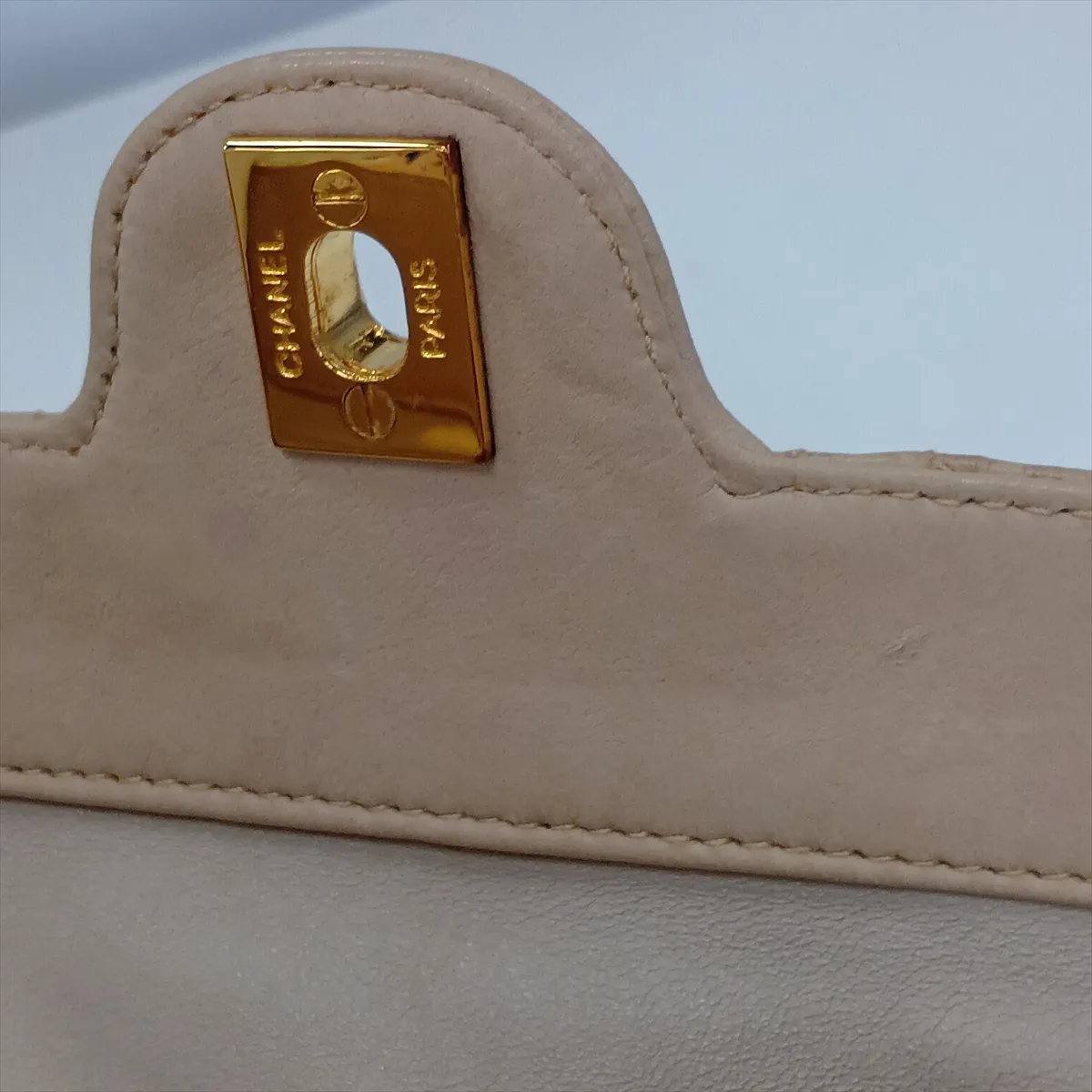 Matelassé Lambskin Shoulder Bag, Beige, Gold Hardware, Item No. 2322993 (Serial Number 2) — view 15
