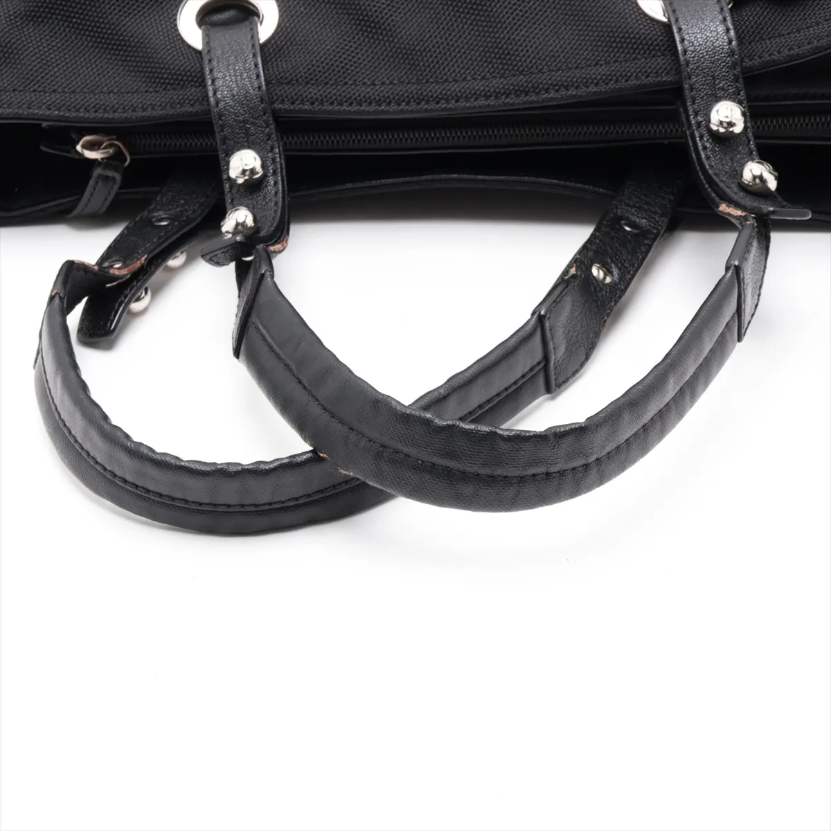Paris Biarritz GM Coated Canvas Tote Bag, Black with Silver Hardware, 12508996, Serial Number 12 — view 5