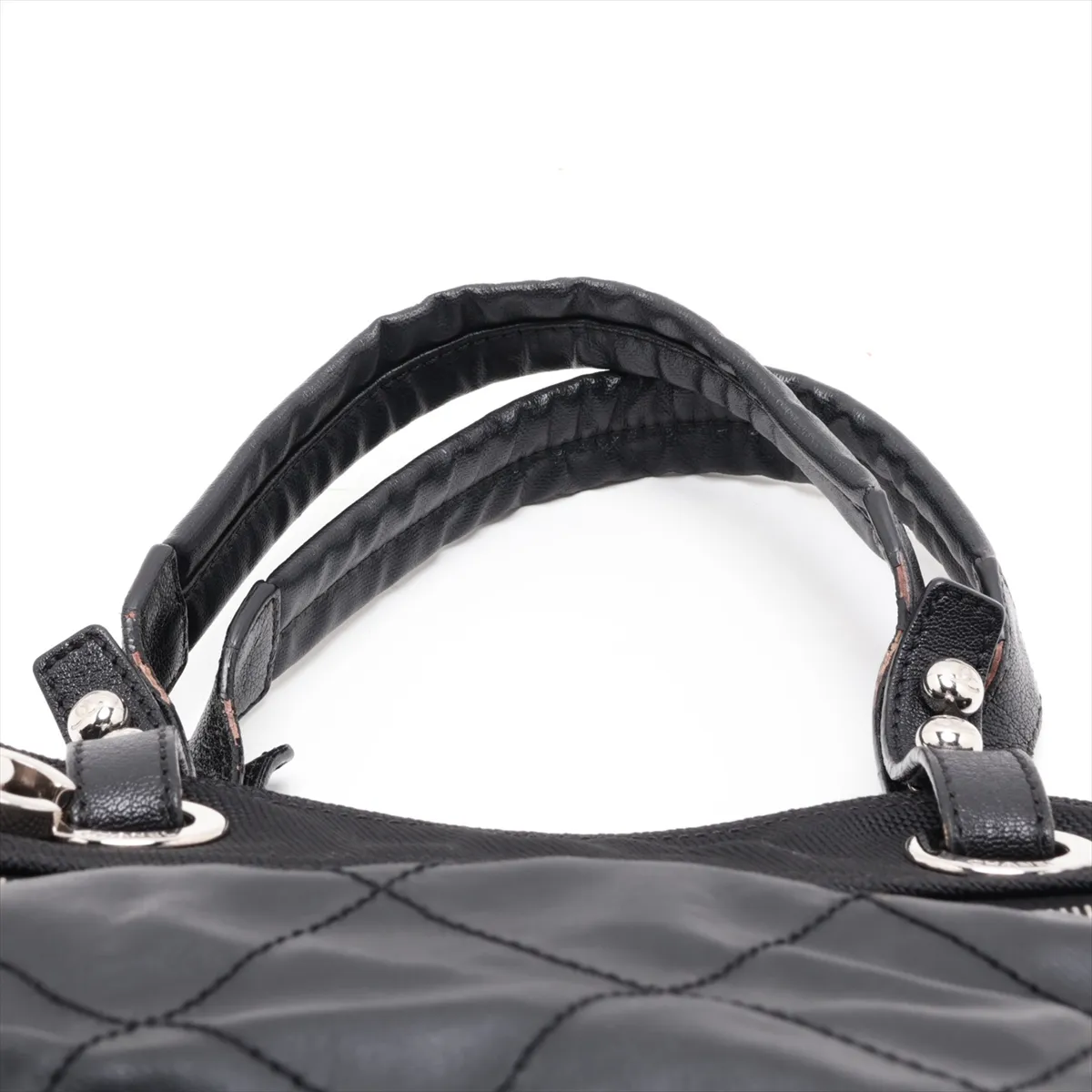 Paris Biarritz GM Coated Canvas Tote Bag, Black with Silver Hardware, 12508996, Serial Number 12 — view 6