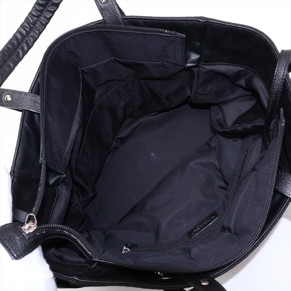 Paris Biarritz GM Coated Canvas Tote Bag, Black with Silver Hardware, 12508996, Serial Number 12 — view 7