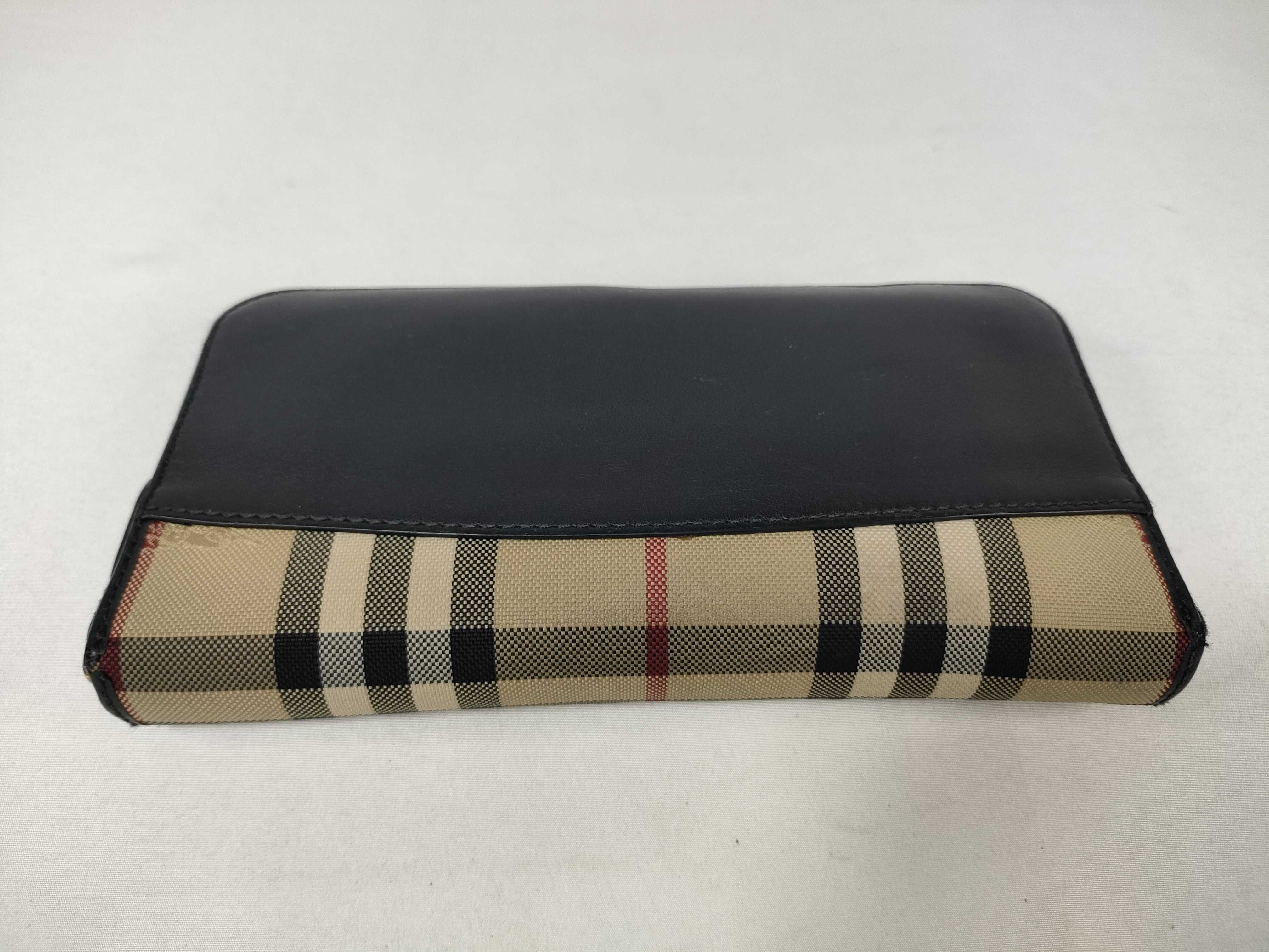 Check/Leather Long Wallet — view 3