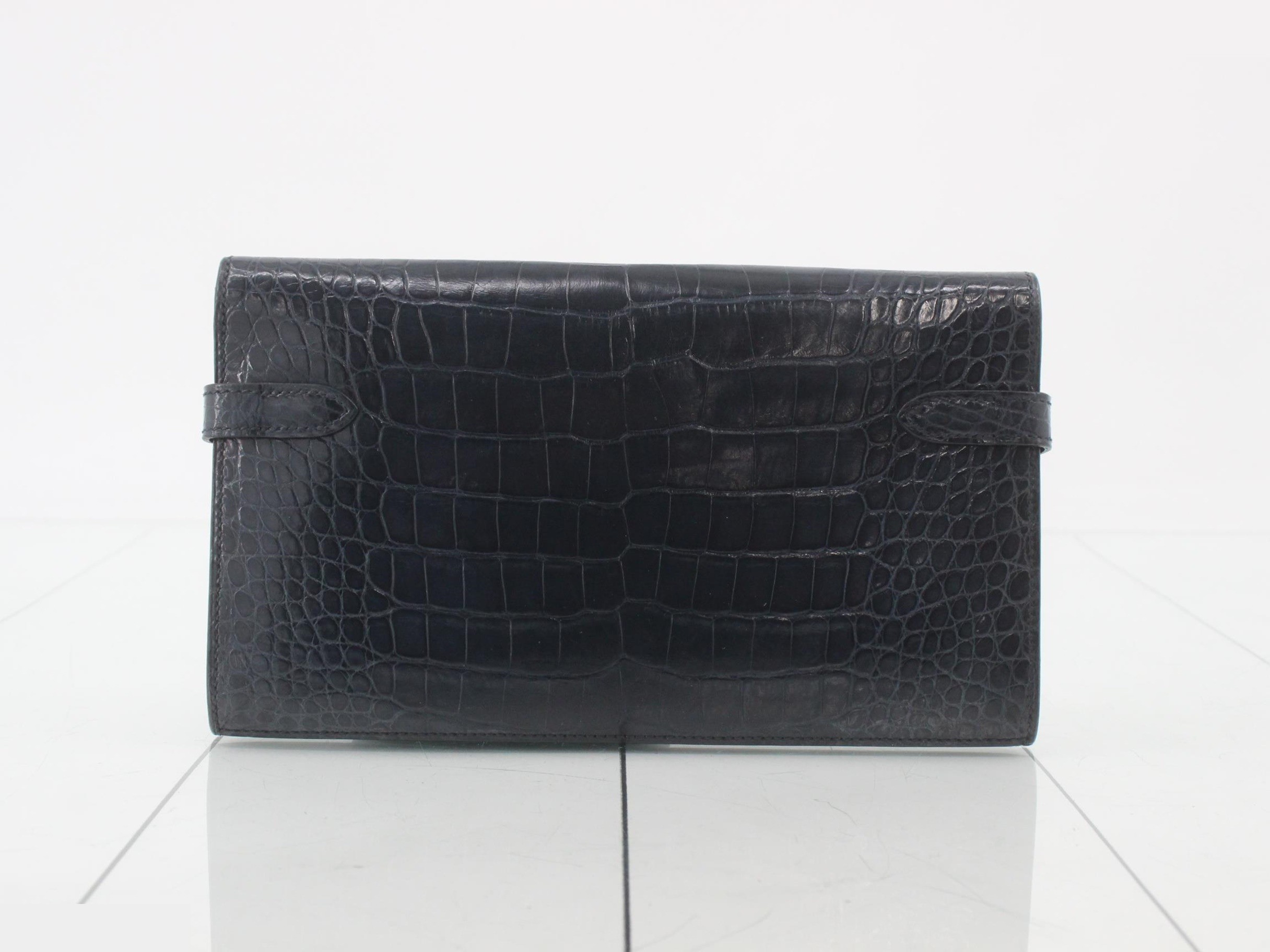Kelly Wallet Crocodile Bi-fold Long Wallet R Stamp — view 2