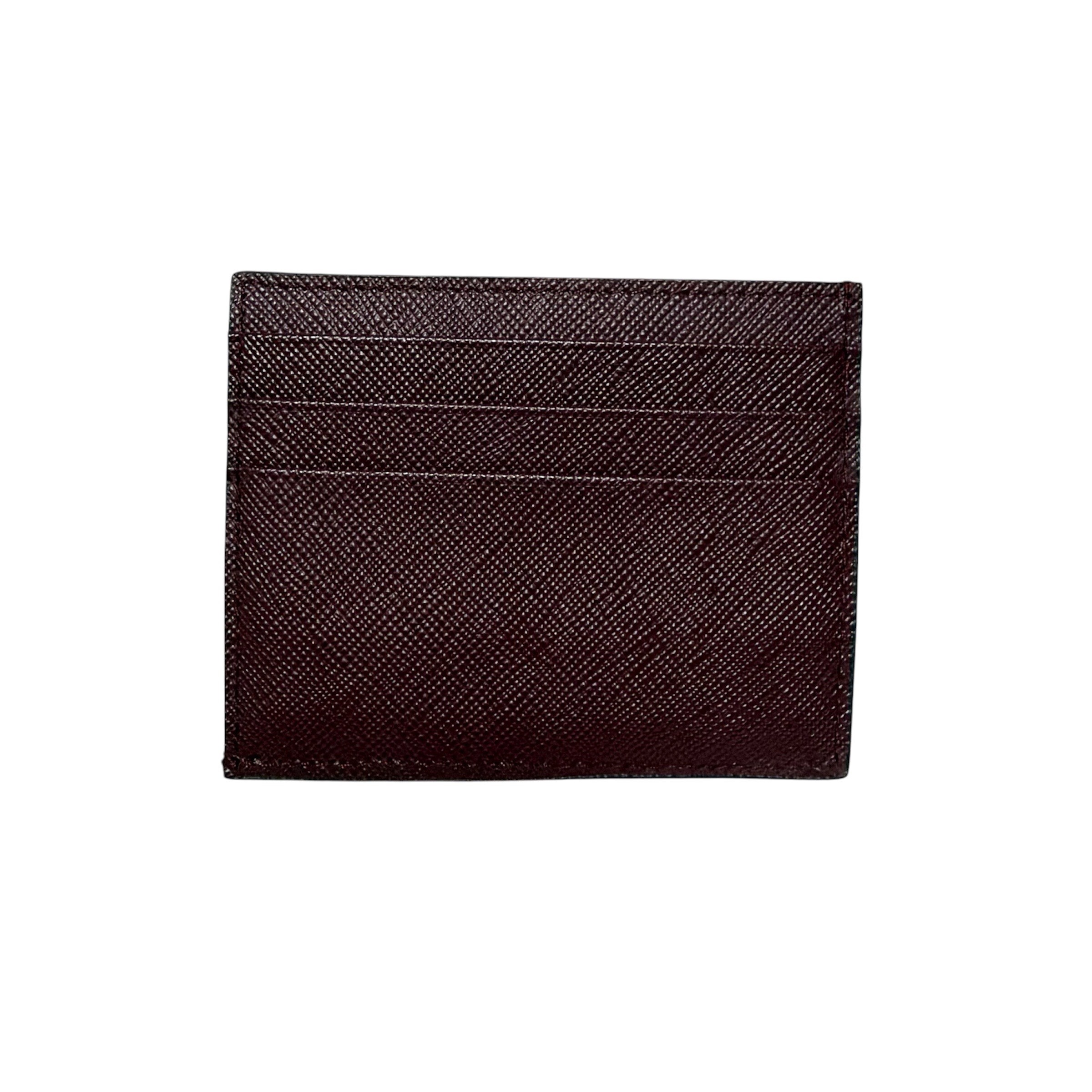 Triangle logo Saffiano leather card case — view 2