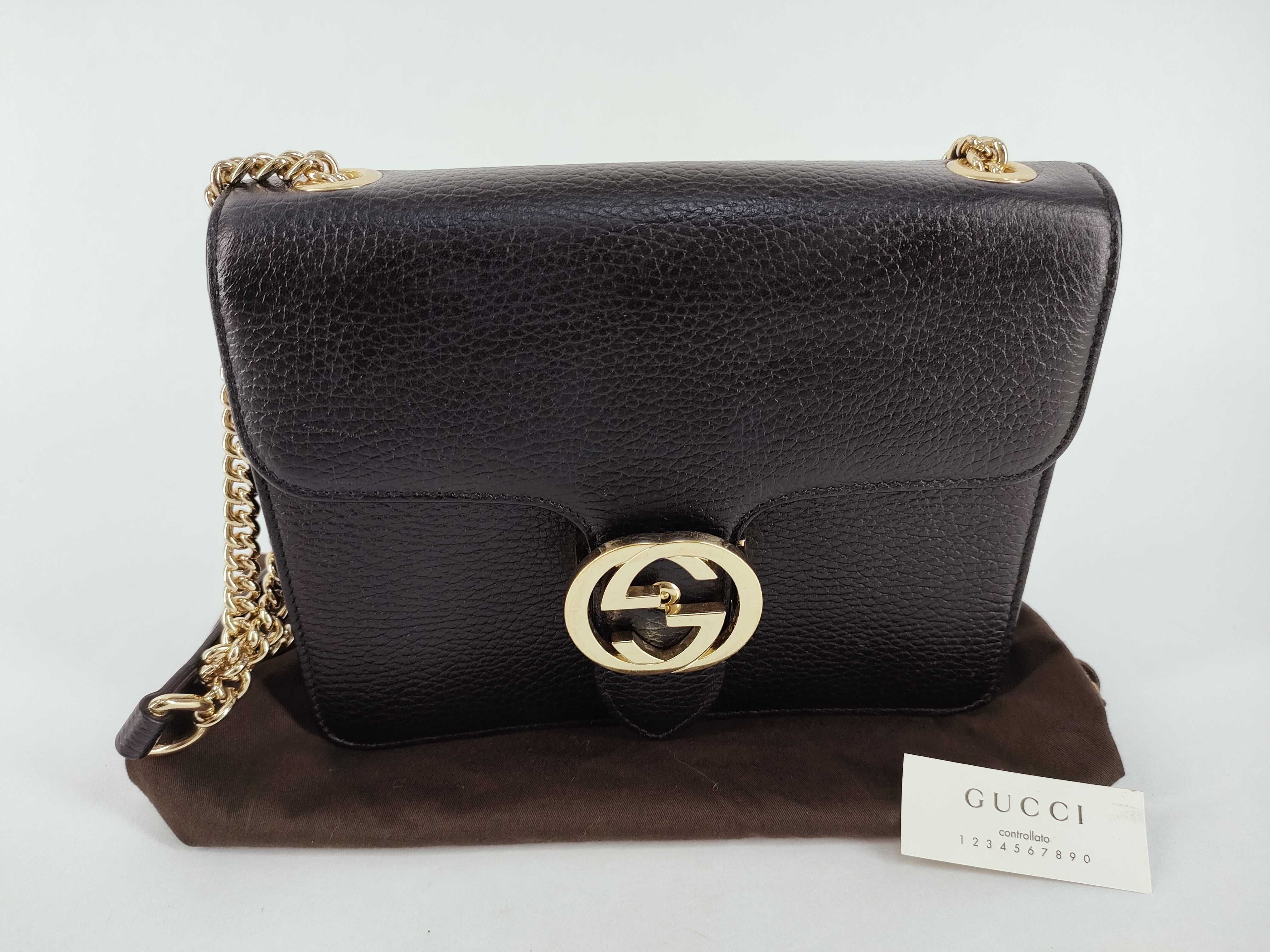 Interlocking GG Chain Bag Black Shoulder Bag