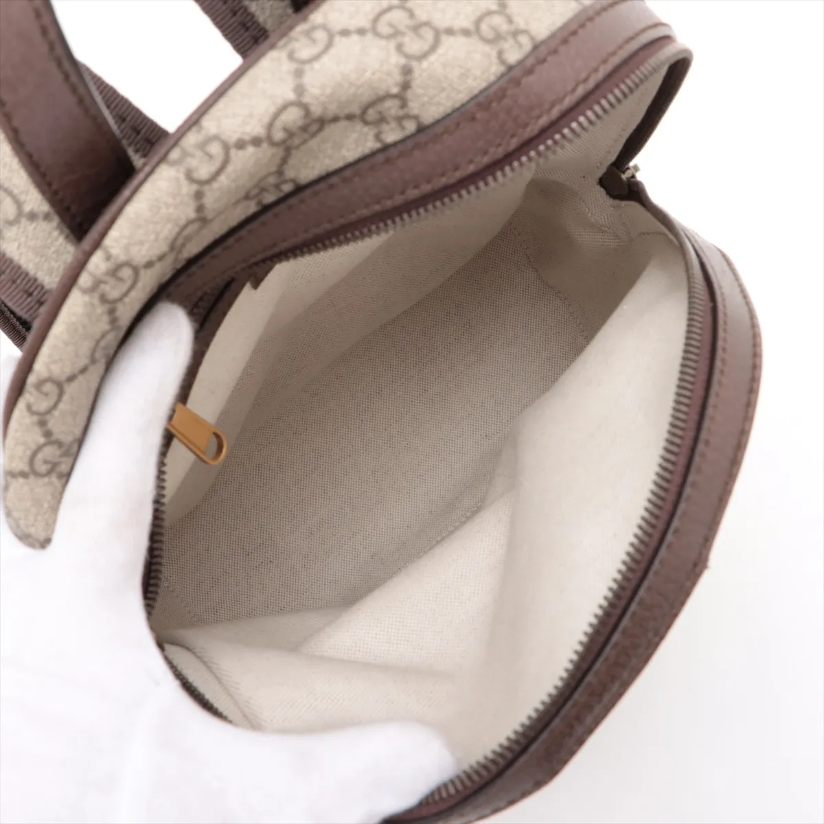GG Supreme Ophidia PVC x Leather Backpack/Rucksack, Beige x Brown, 547965 — view 7