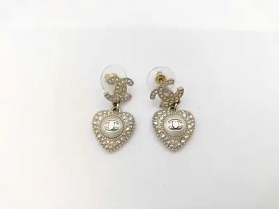 Coco Mark Heart Rhinestone Earrings
