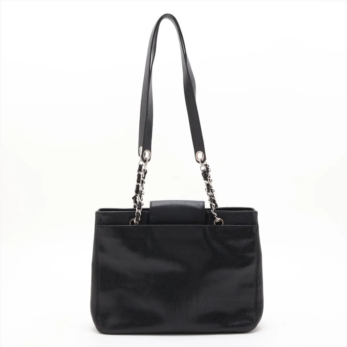 Coco Mark Caviar Skin Chain Shoulder Bag, Black with Silver Hardware, 4689389, Series 4 — view 2