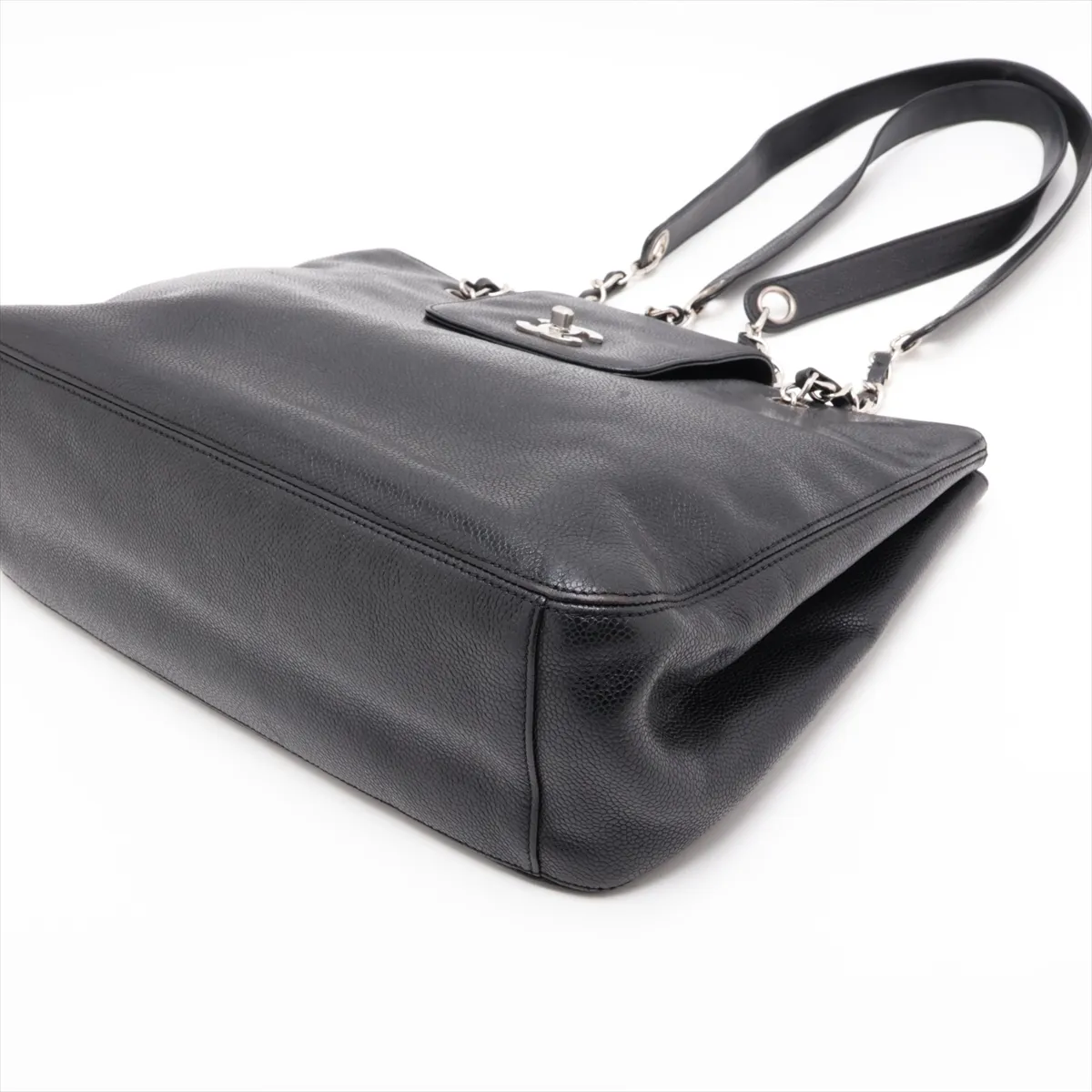 Coco Mark Caviar Skin Chain Shoulder Bag, Black with Silver Hardware, 4689389, Series 4 — view 3