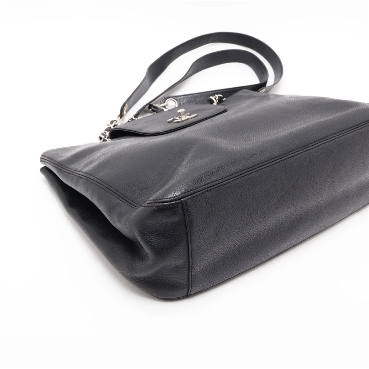 Coco Mark Caviar Skin Chain Shoulder Bag, Black with Silver Hardware, 4689389, Series 4 — view 4