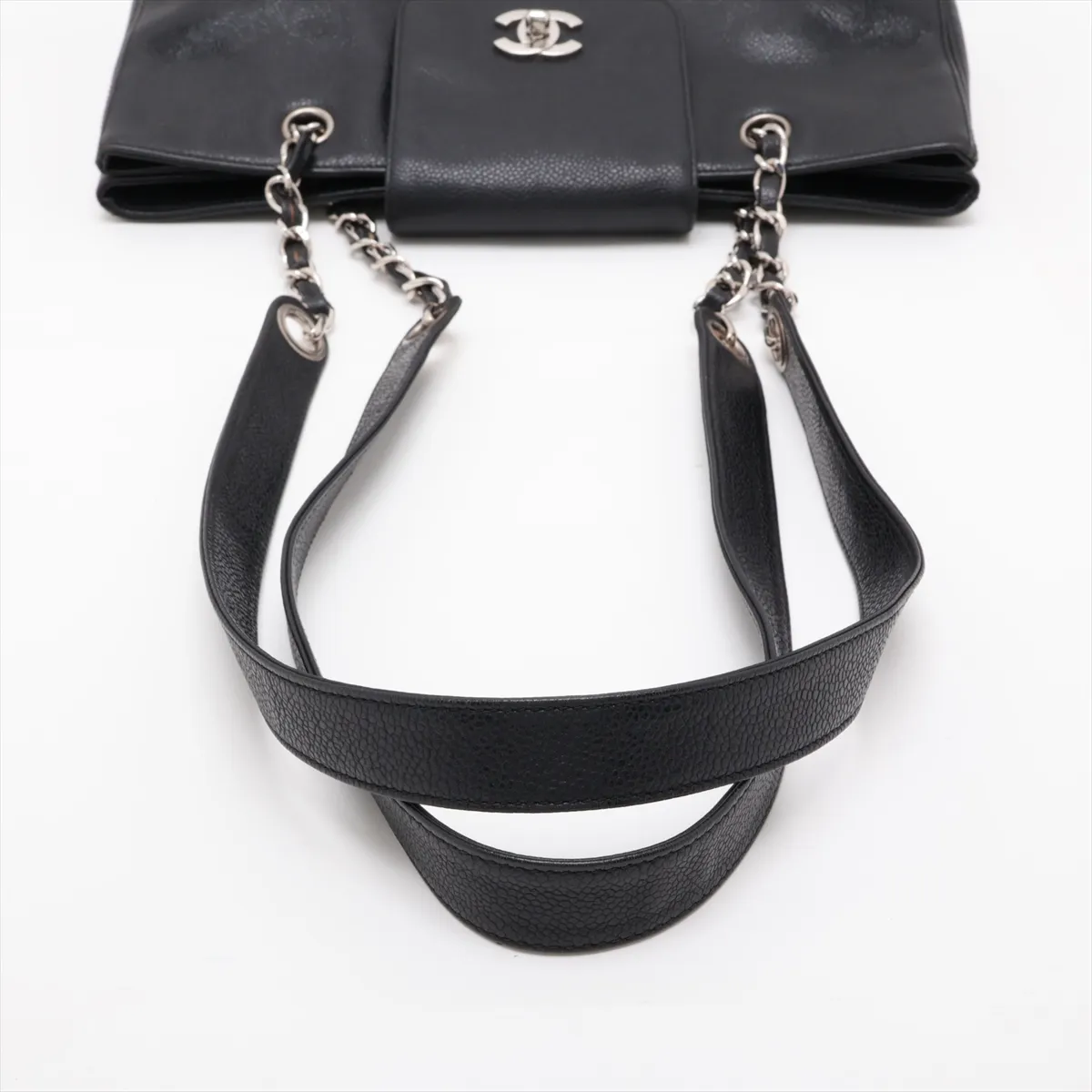 Coco Mark Caviar Skin Chain Shoulder Bag, Black with Silver Hardware, 4689389, Series 4 — view 5