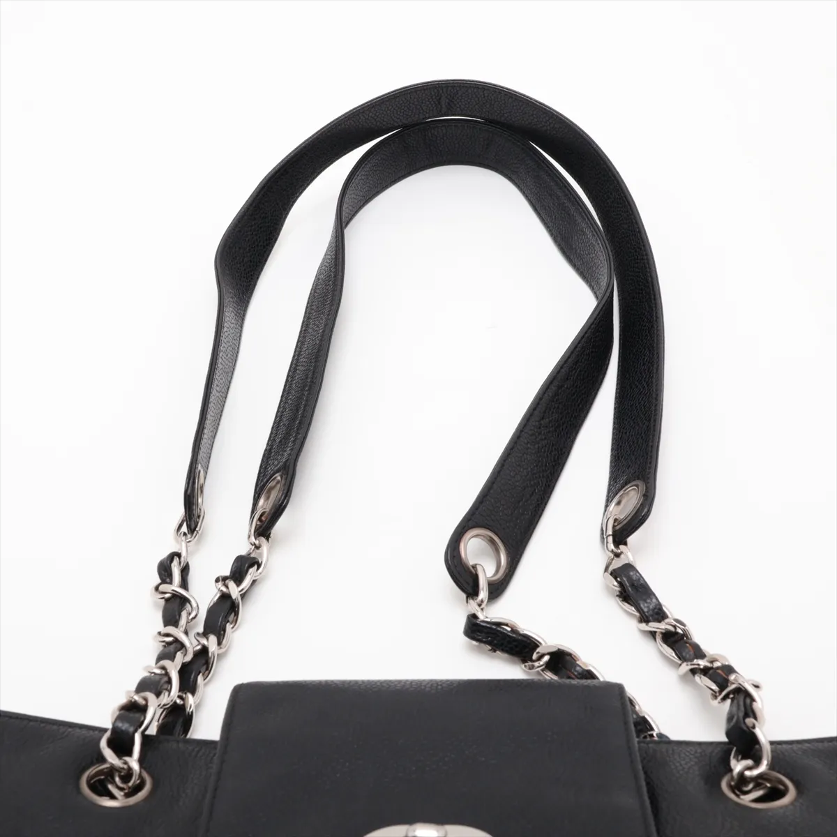 Coco Mark Caviar Skin Chain Shoulder Bag, Black with Silver Hardware, 4689389, Series 4 — view 6