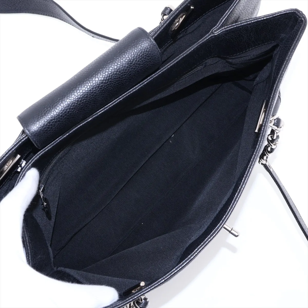Coco Mark Caviar Skin Chain Shoulder Bag, Black with Silver Hardware, 4689389, Series 4 — view 7