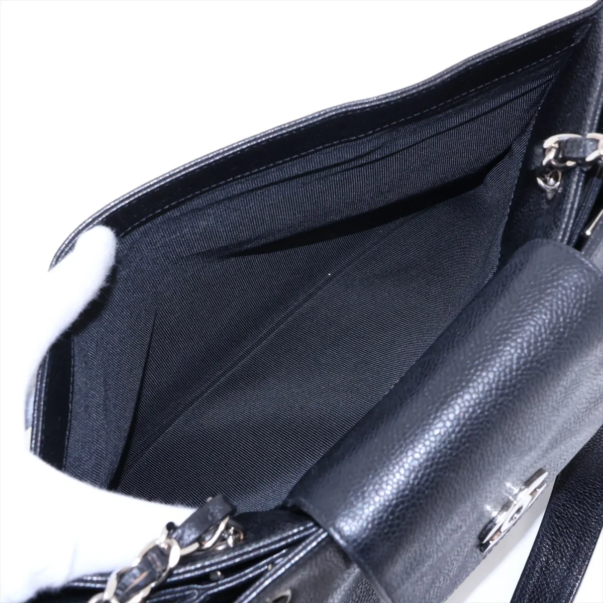 Coco Mark Caviar Skin Chain Shoulder Bag, Black with Silver Hardware, 4689389, Series 4 — view 10