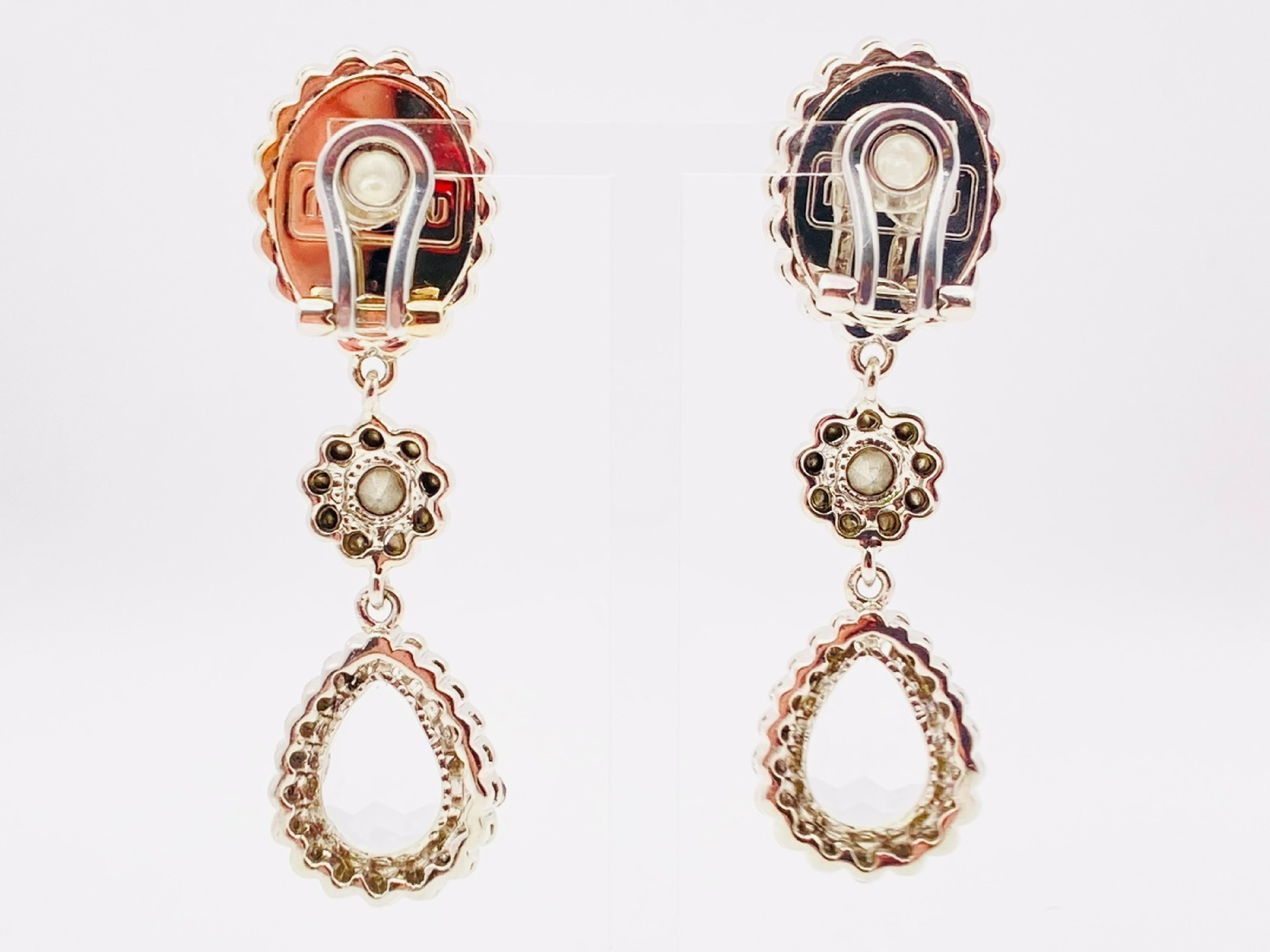 Rhinestone Crystal Flower Teardrop Swing Earrings — view 2