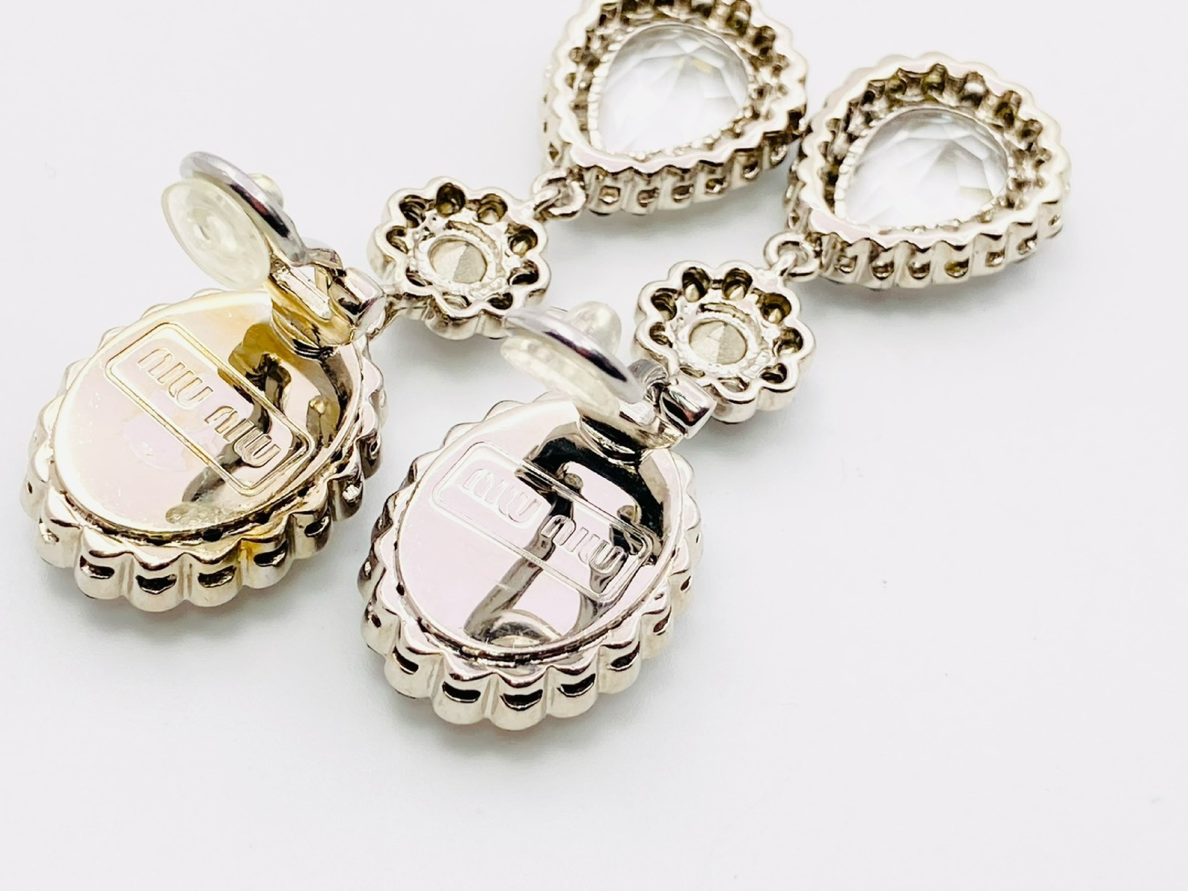 Rhinestone Crystal Flower Teardrop Swing Earrings — view 3