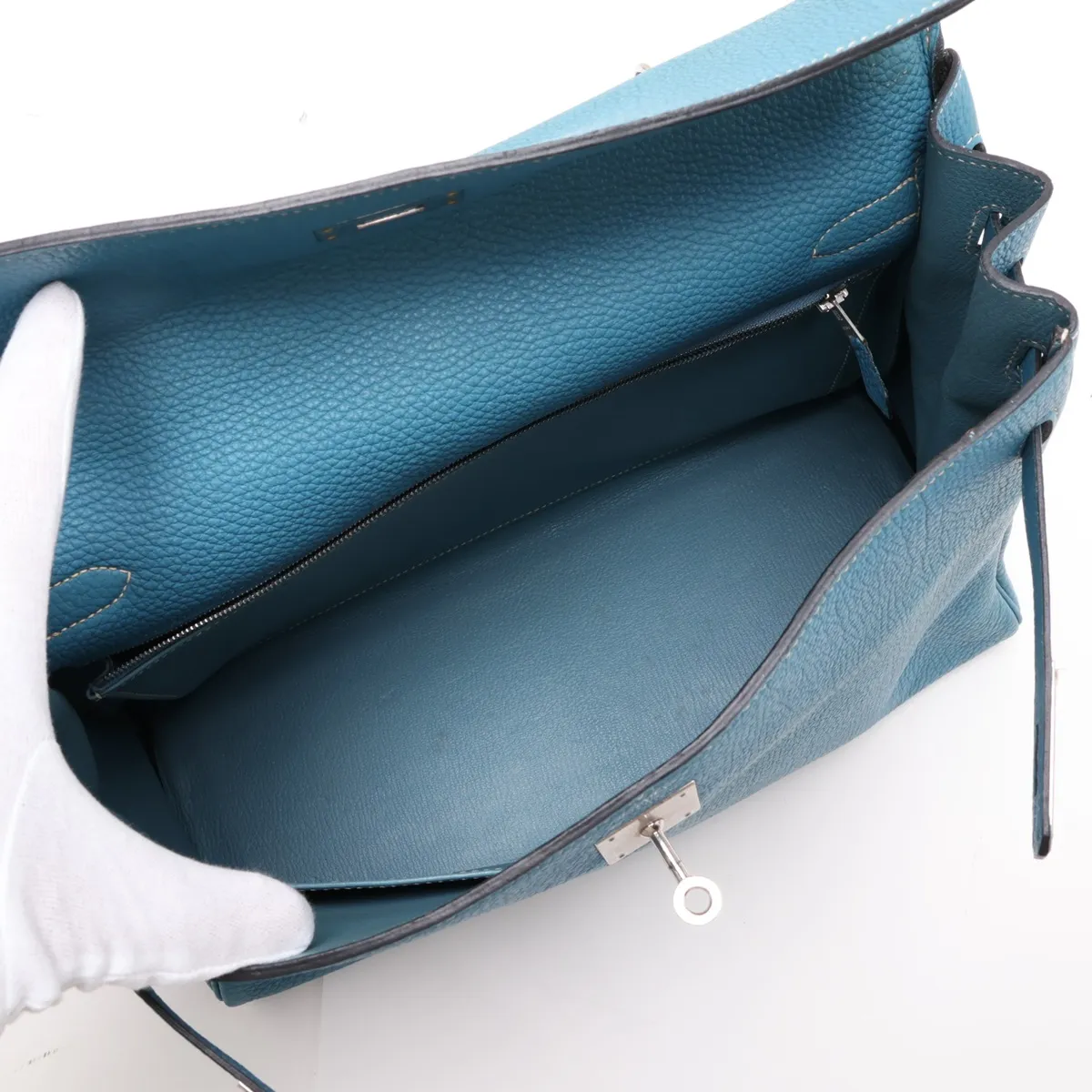 [Individually packaged] Hermes Kelly 35 Letournée Togo Blue Jean Silver Hardware N:2010 — view 8