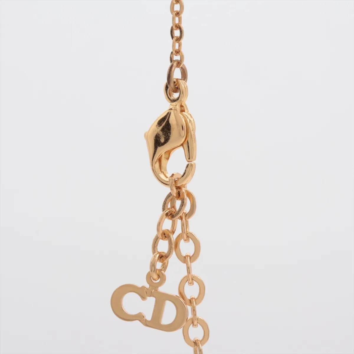 CD Heart Necklace, GP x Rhinestone, Gold. Shows signs of wear including dents, — view 3