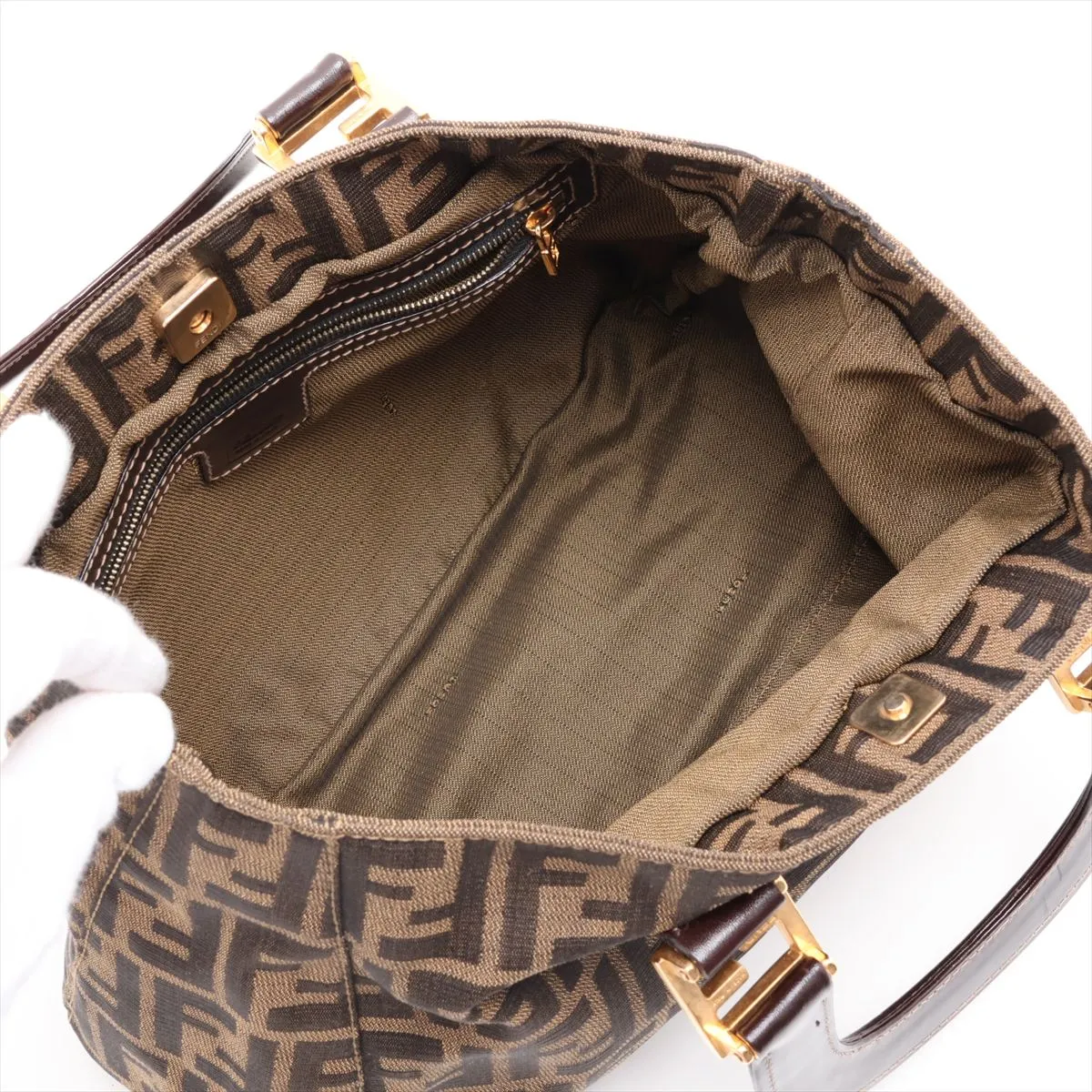 Zucca 26329 Canvas x Leather Handbag Brown — view 7