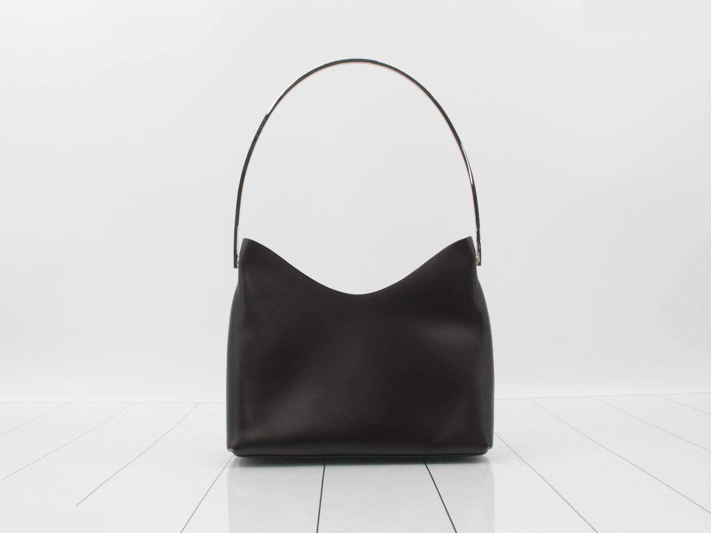 Suede, metal handle shoulder bag — view 2