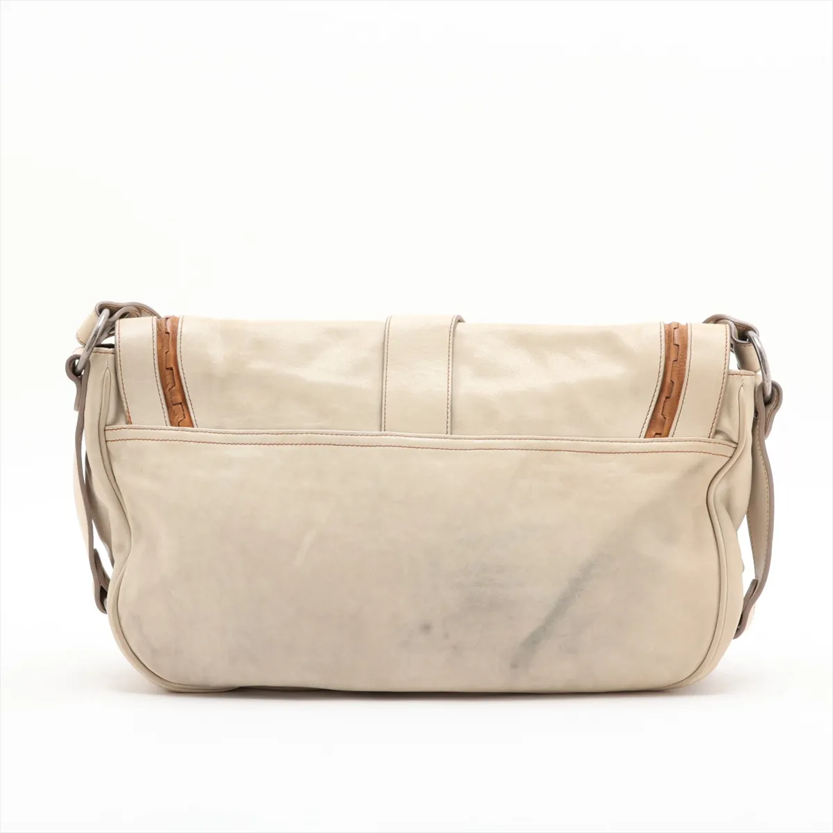 Gaucho Leather Shoulder Bag, Beige — view 2