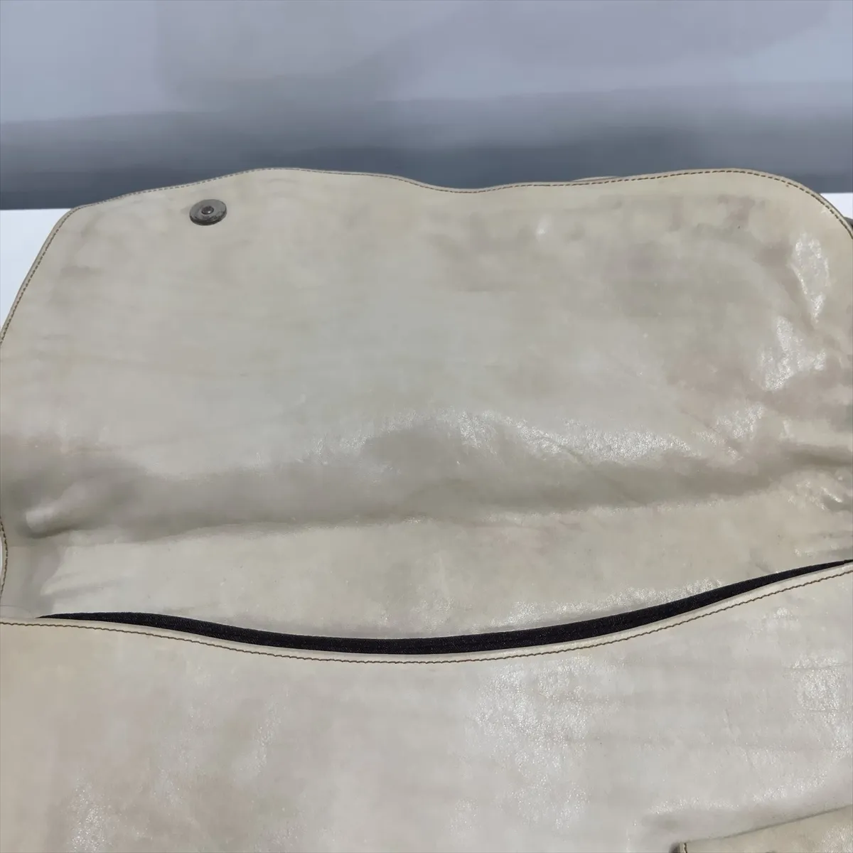 Gaucho Leather Shoulder Bag, Beige — view 15