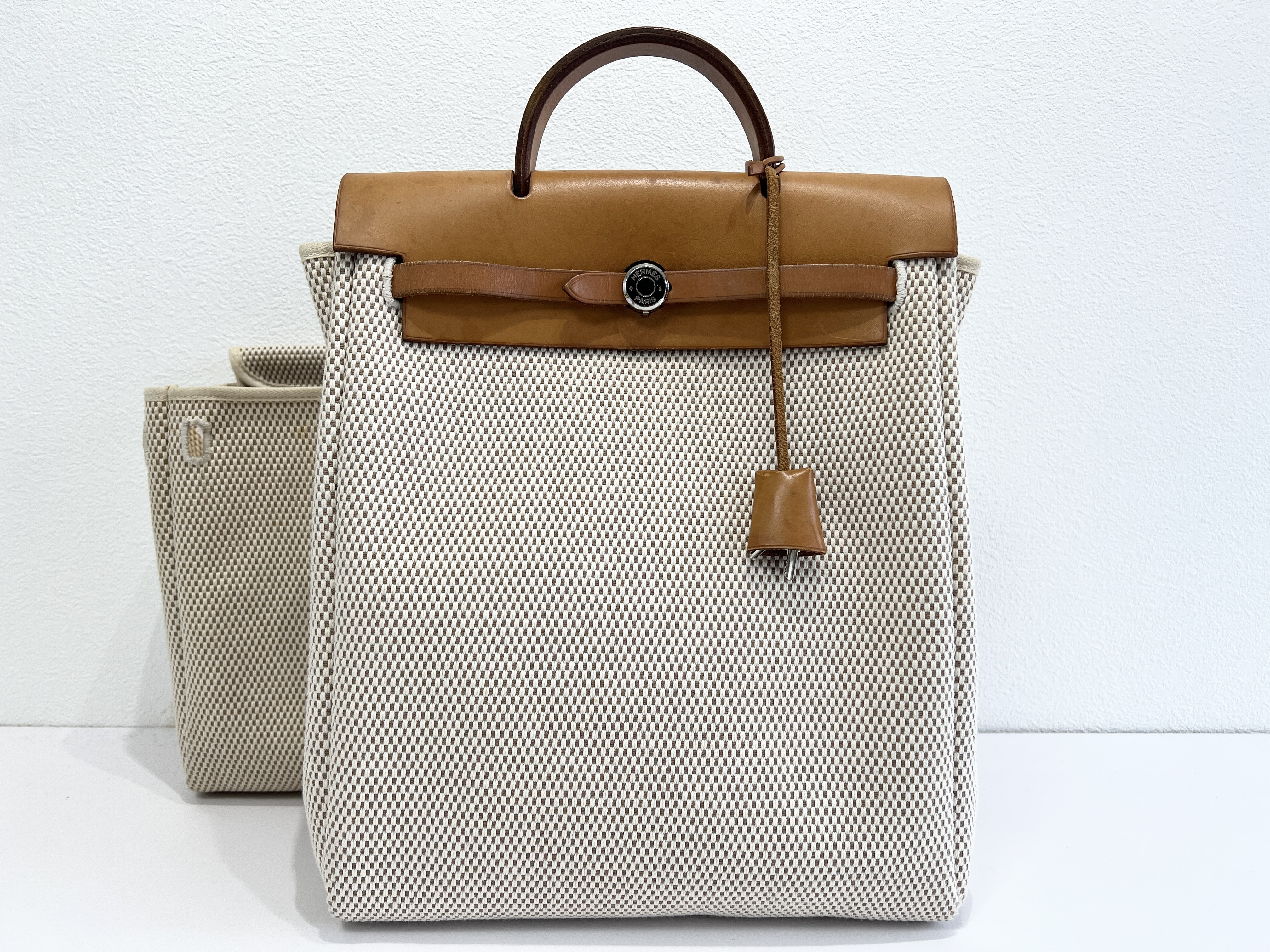 Herline Ad PM Herbag G stamp Leather Canvas Backpack Rucksack