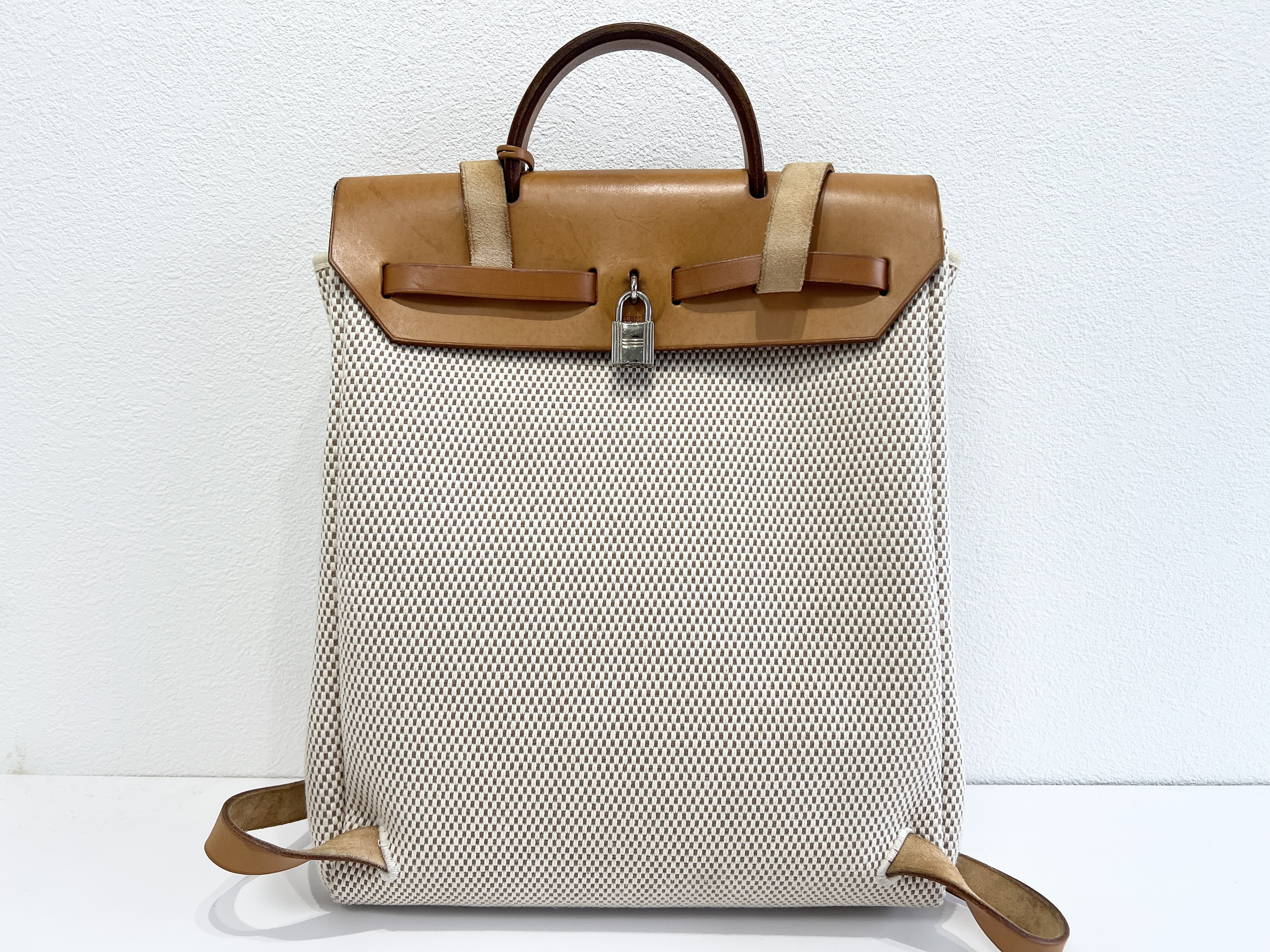 Herline Ad PM Herbag G stamp Leather Canvas Backpack Rucksack — view 2