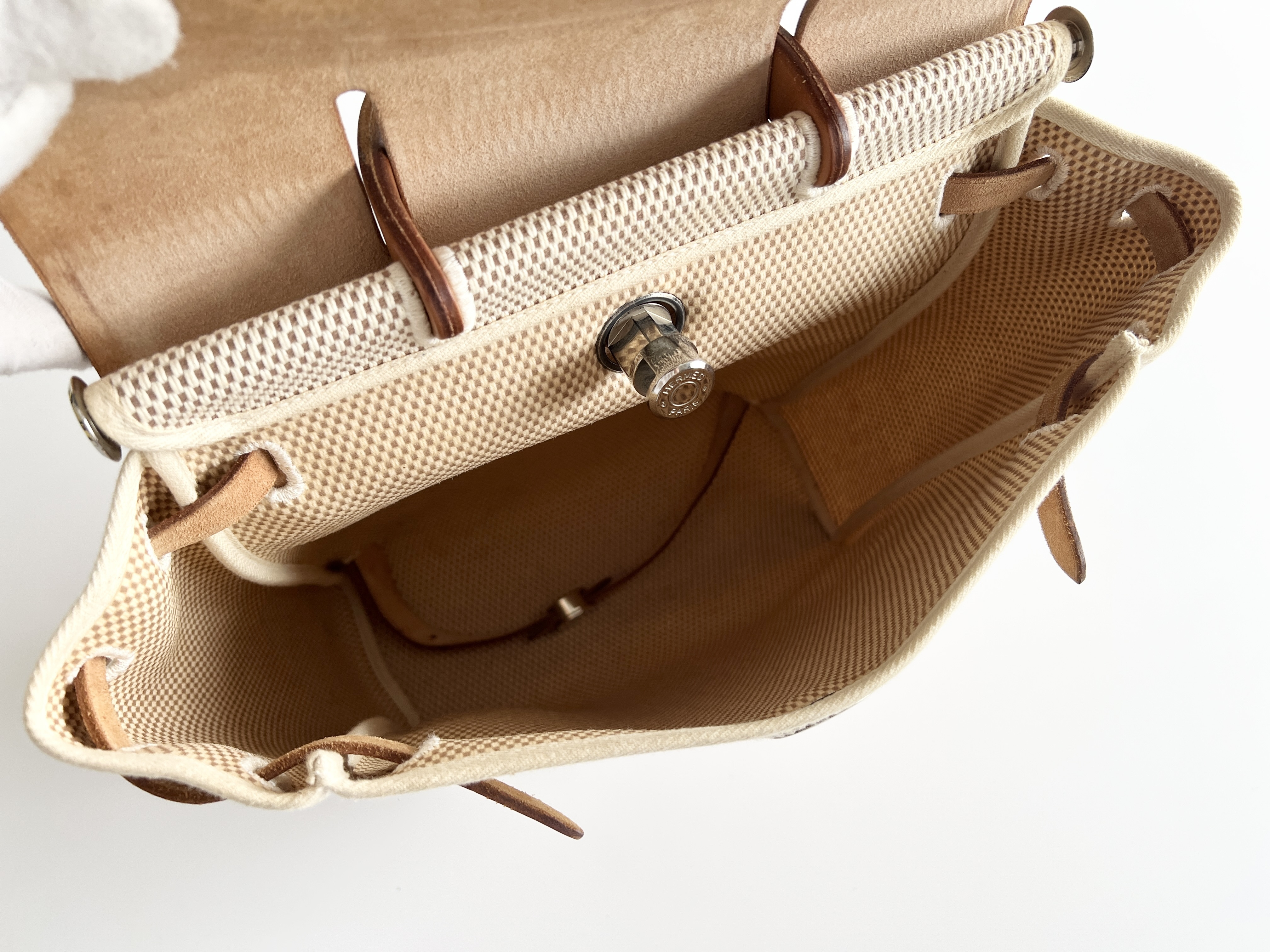 Herline Ad PM Herbag G stamp Leather Canvas Backpack Rucksack — view 7