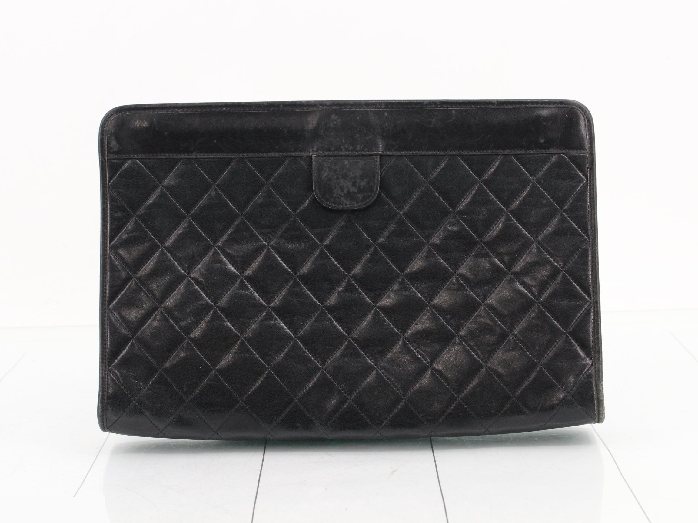 Matelassé Lambskin Second Bag/Clutch Bag, Black — view 2