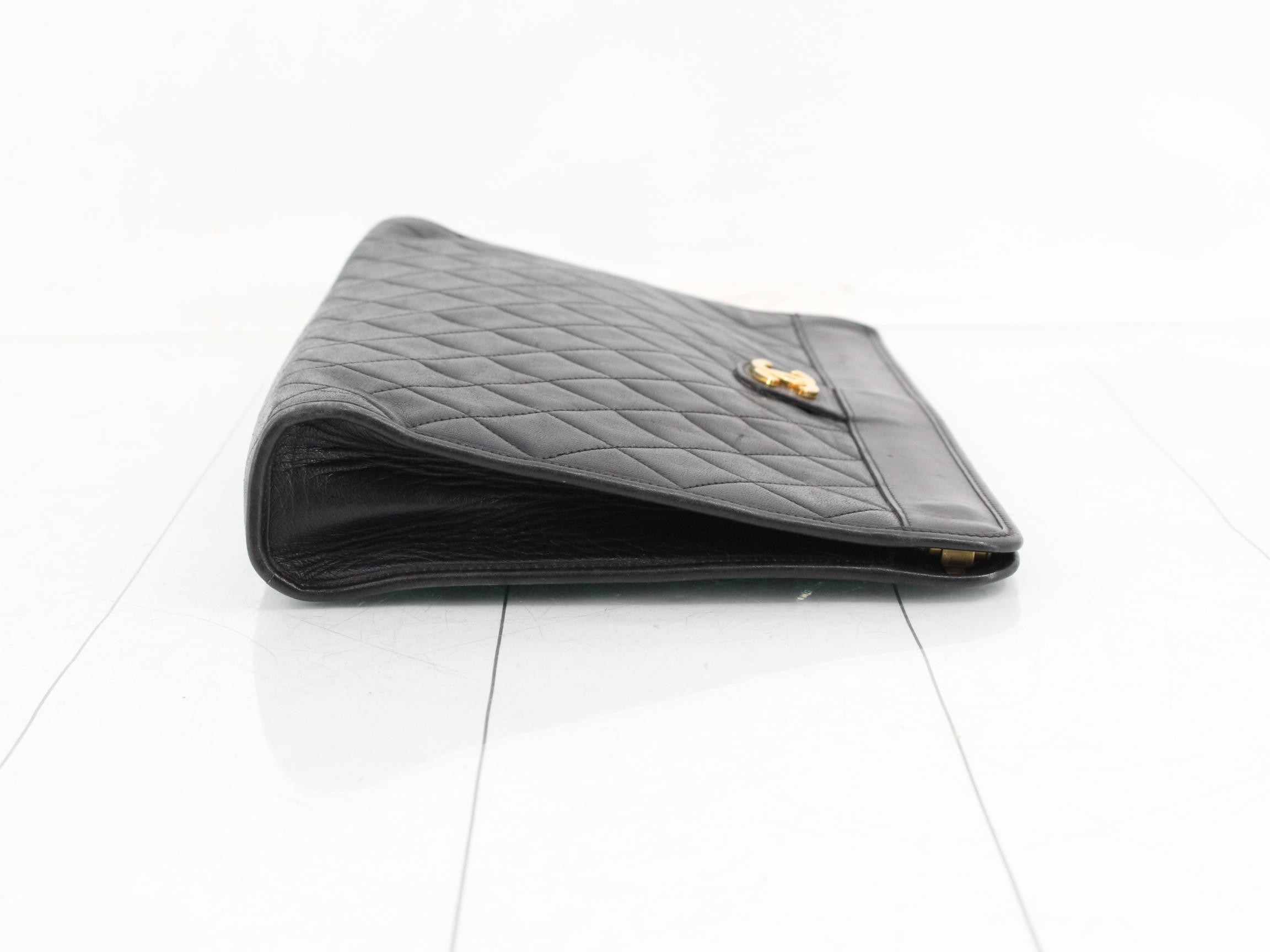Matelassé Lambskin Second Bag/Clutch Bag, Black — view 3