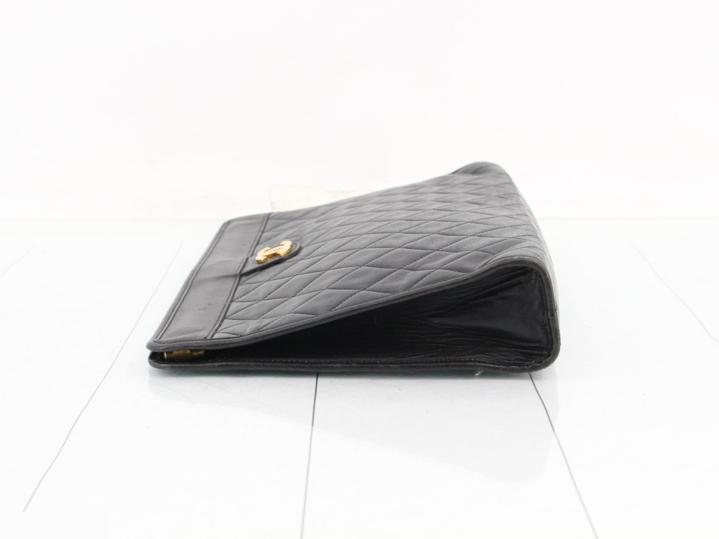 Matelassé Lambskin Second Bag/Clutch Bag, Black — view 4