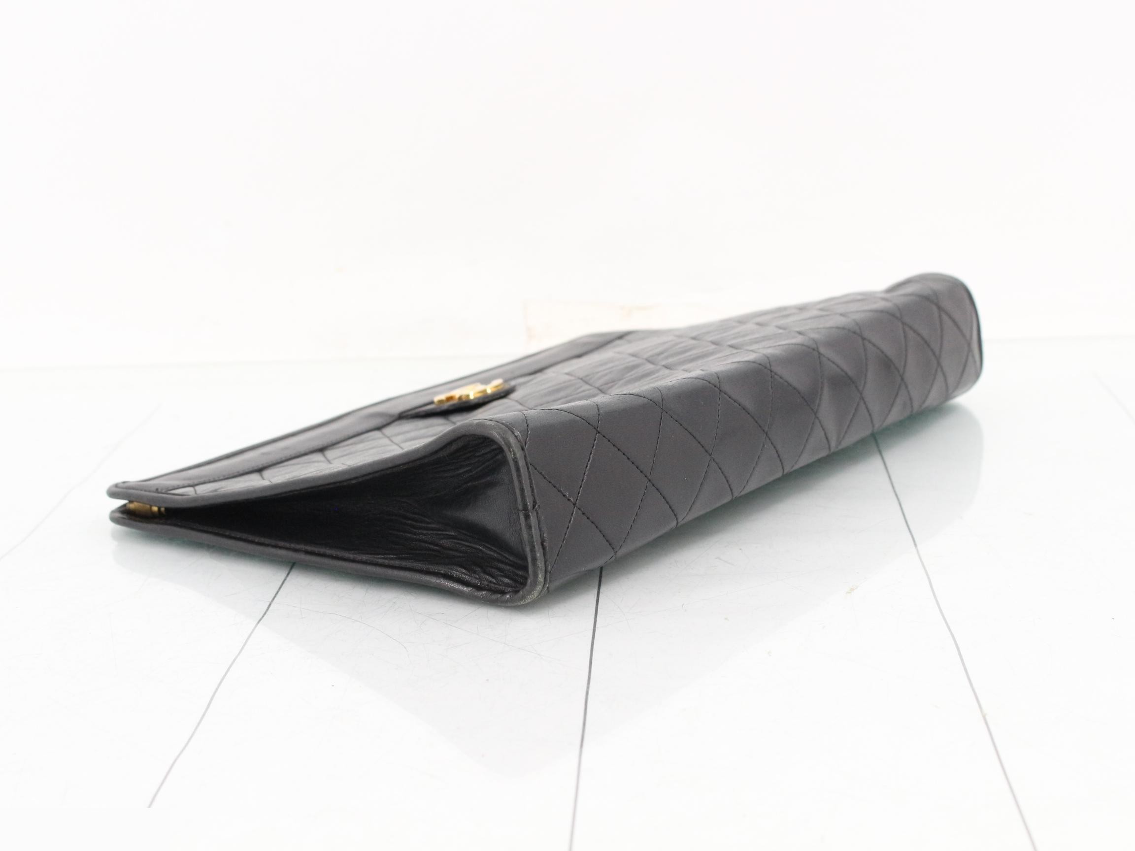 Matelassé Lambskin Second Bag/Clutch Bag, Black — view 5