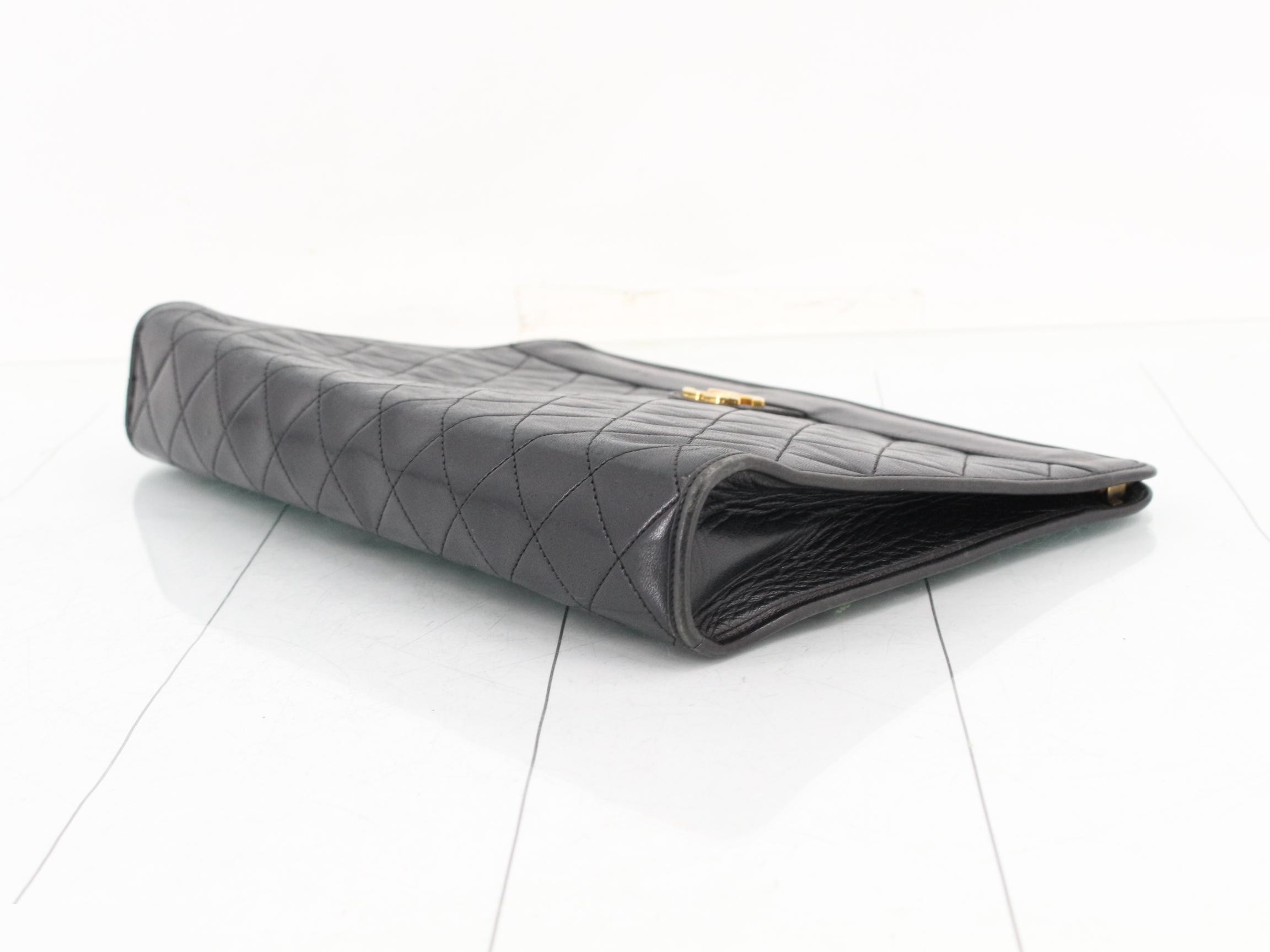 Matelassé Lambskin Second Bag/Clutch Bag, Black — view 6