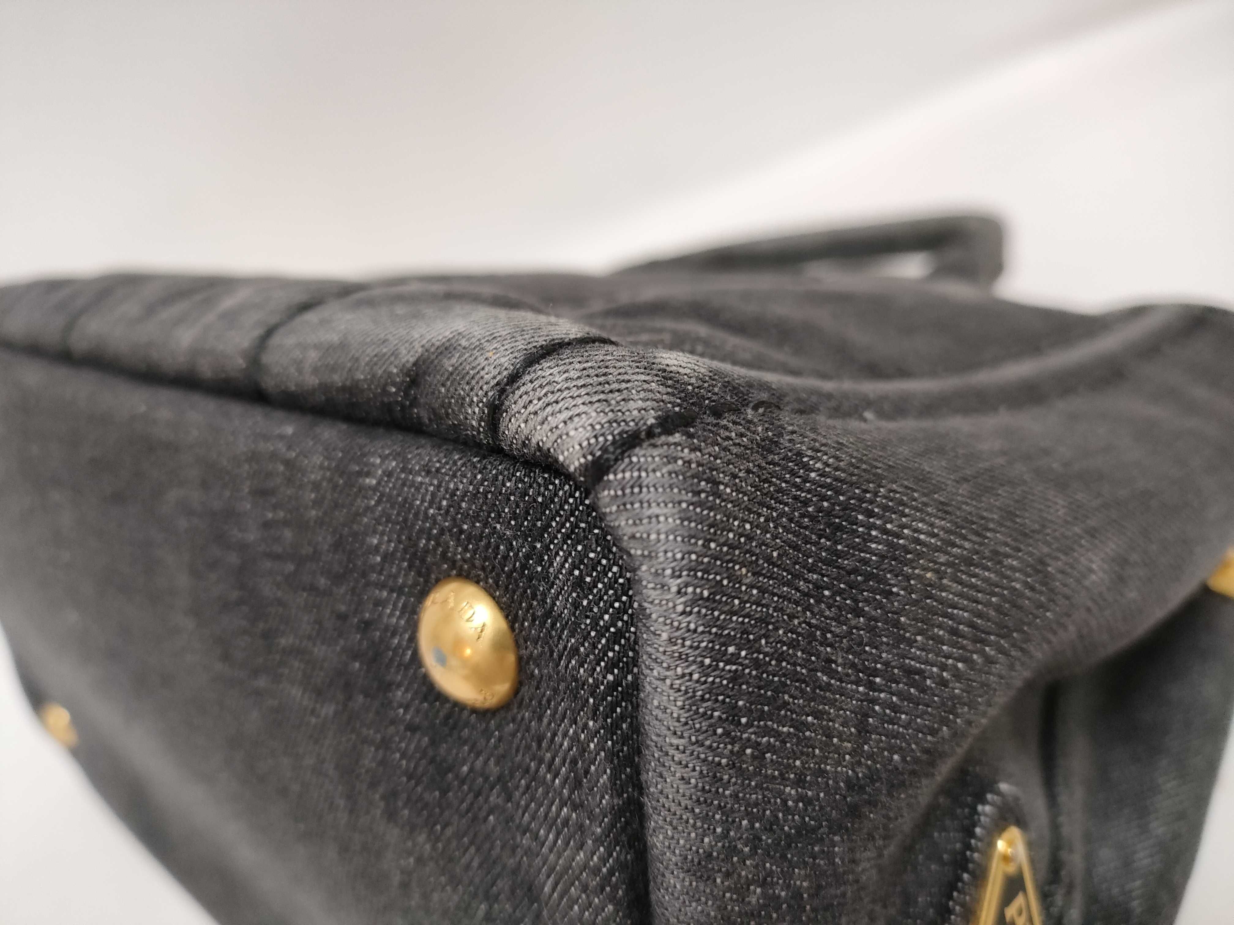 Canapa Denim 2-Way Handbag, Black, 1BG439 (Shoulder strap not included) — view 6