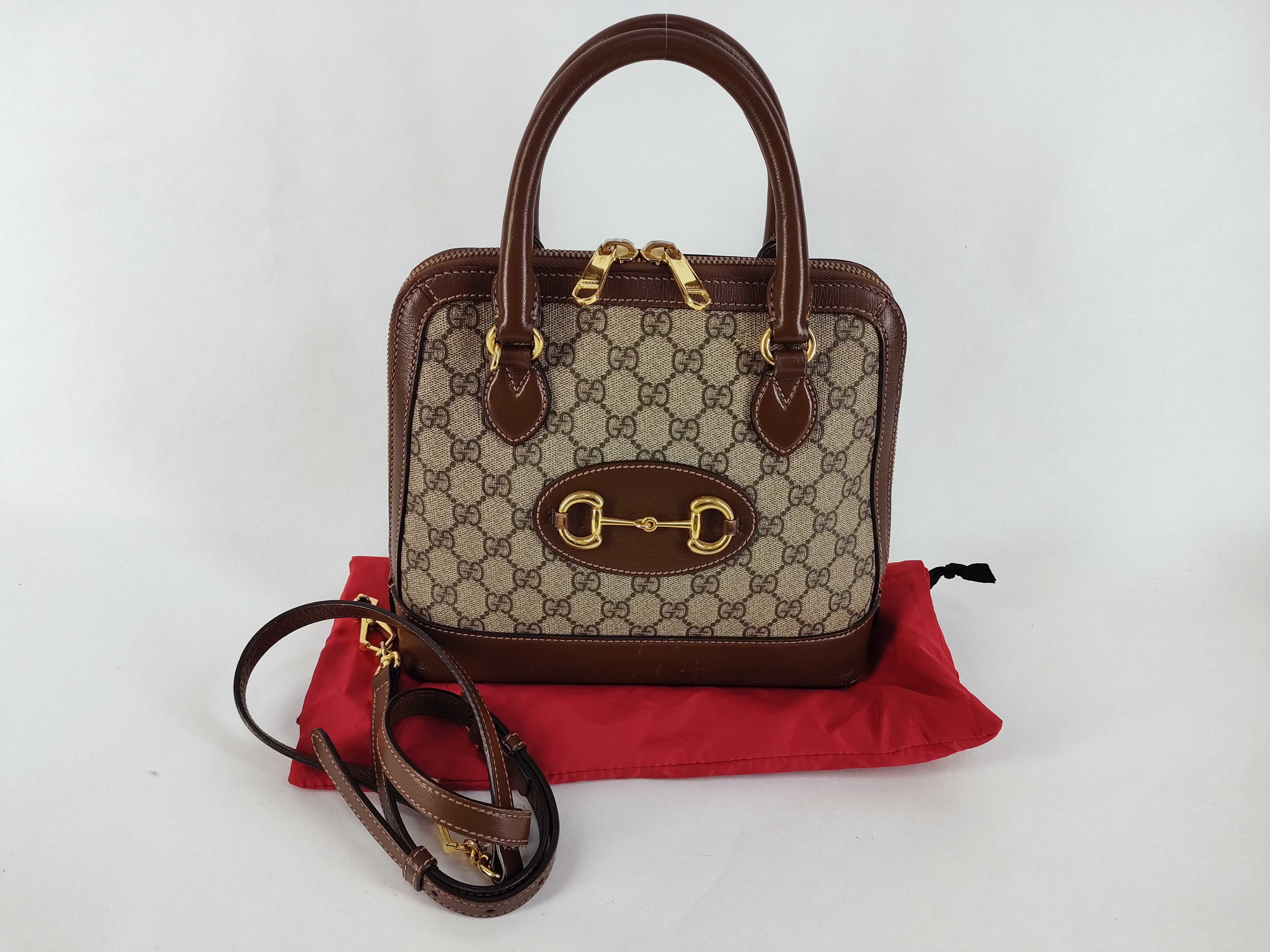 GG Supreme PVC x Leather 2-Way Handbag, Brown, 621220 (Handbag)