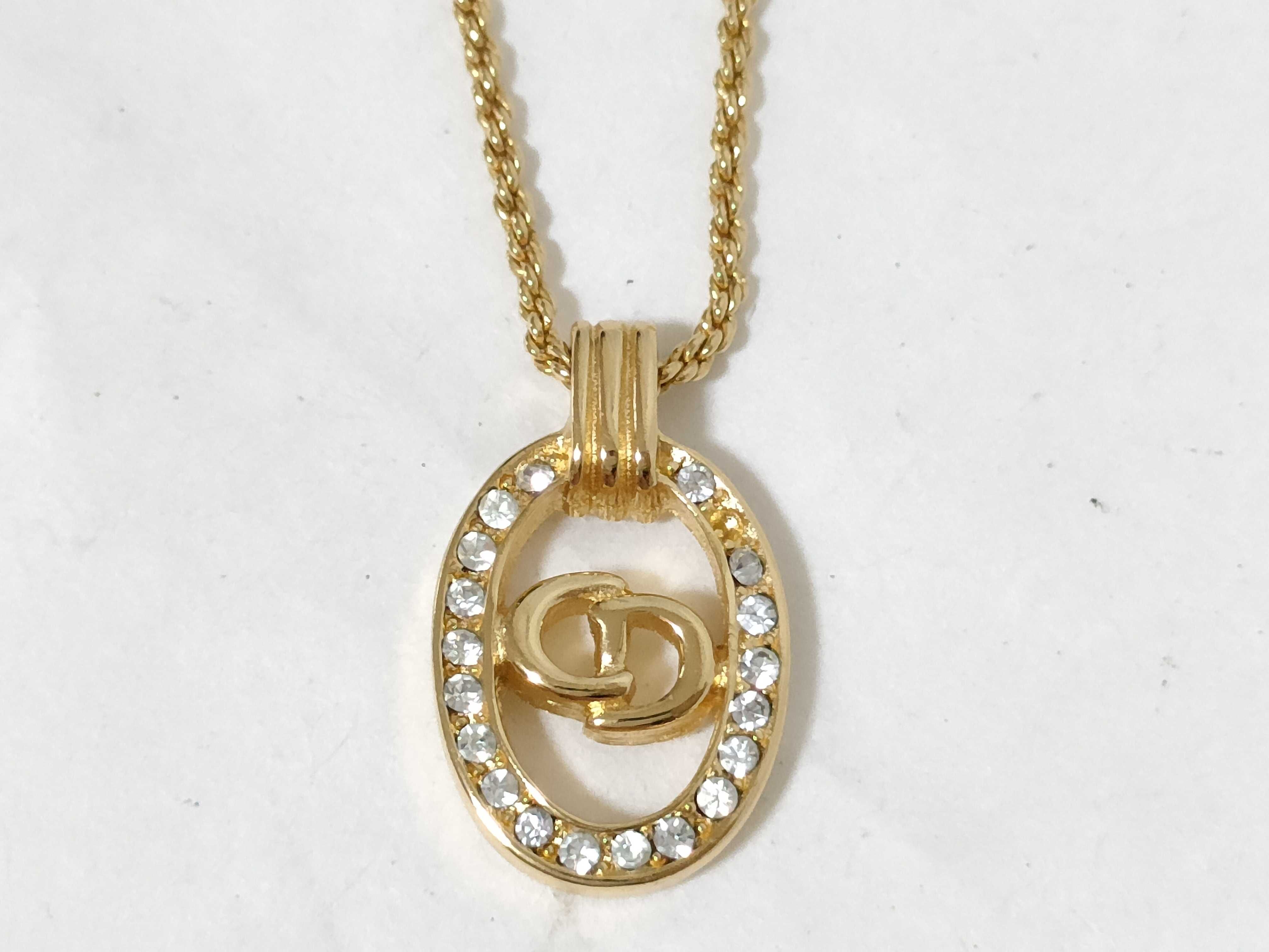 CD Logo Rhinestone Necklace